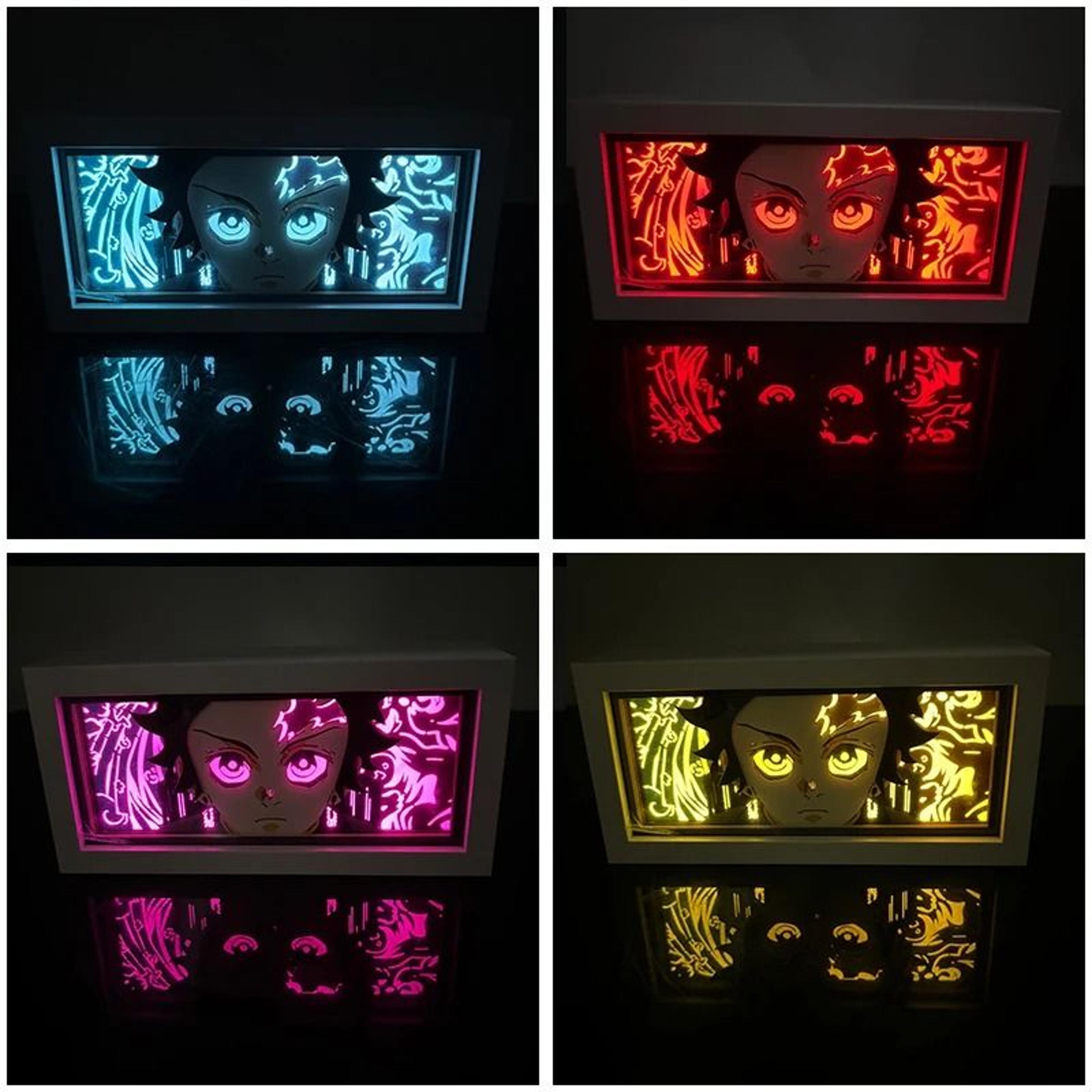 Demon Slayer 3D Anime Light Box  Kamado Tanjirou LED Papercut Night Light  Colorful Desktop Shadow  2