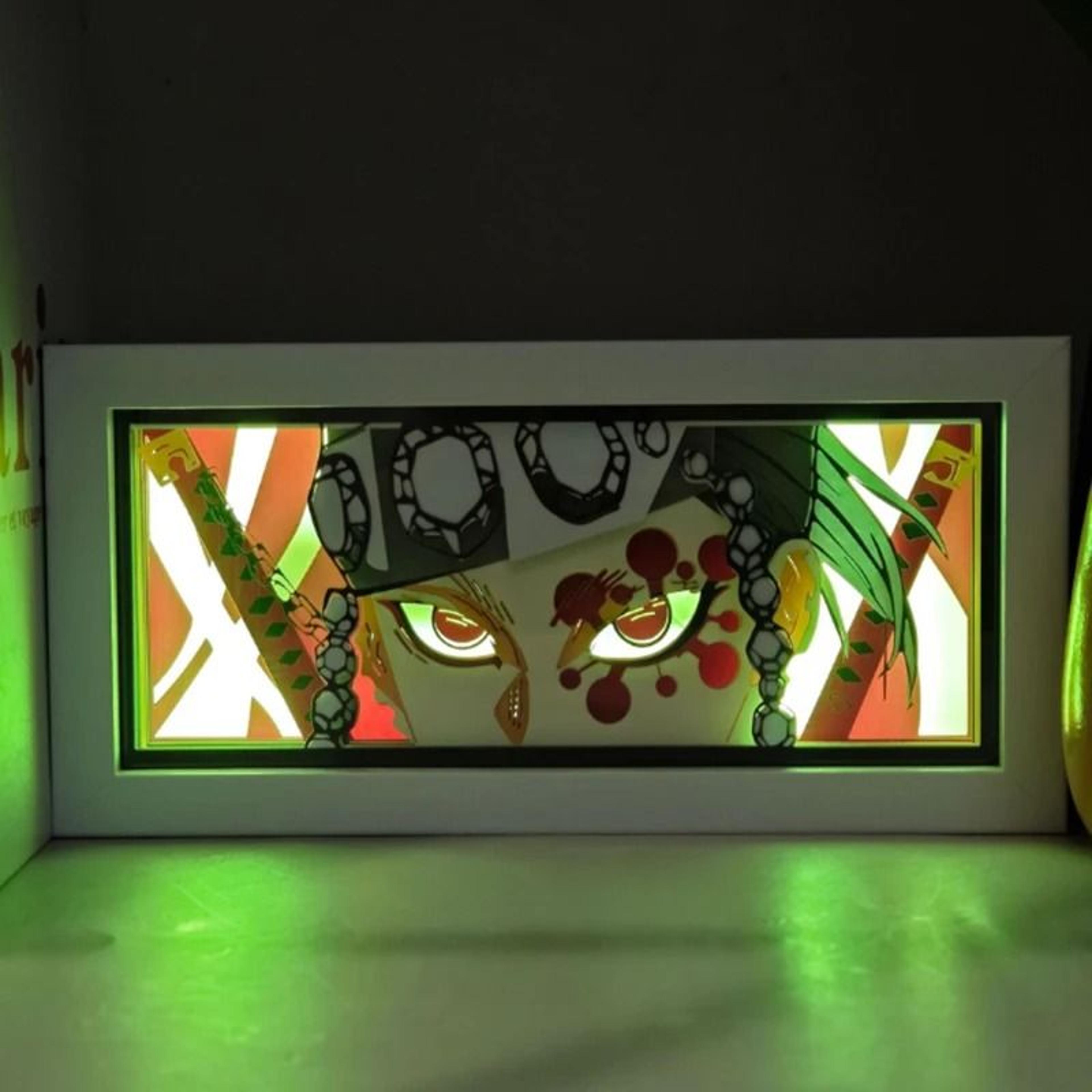 Demon Slayer 3D Anime Light Box  Kamado Tanjirou LED Papercut Night Light  Colorful Desktop Shadow  22