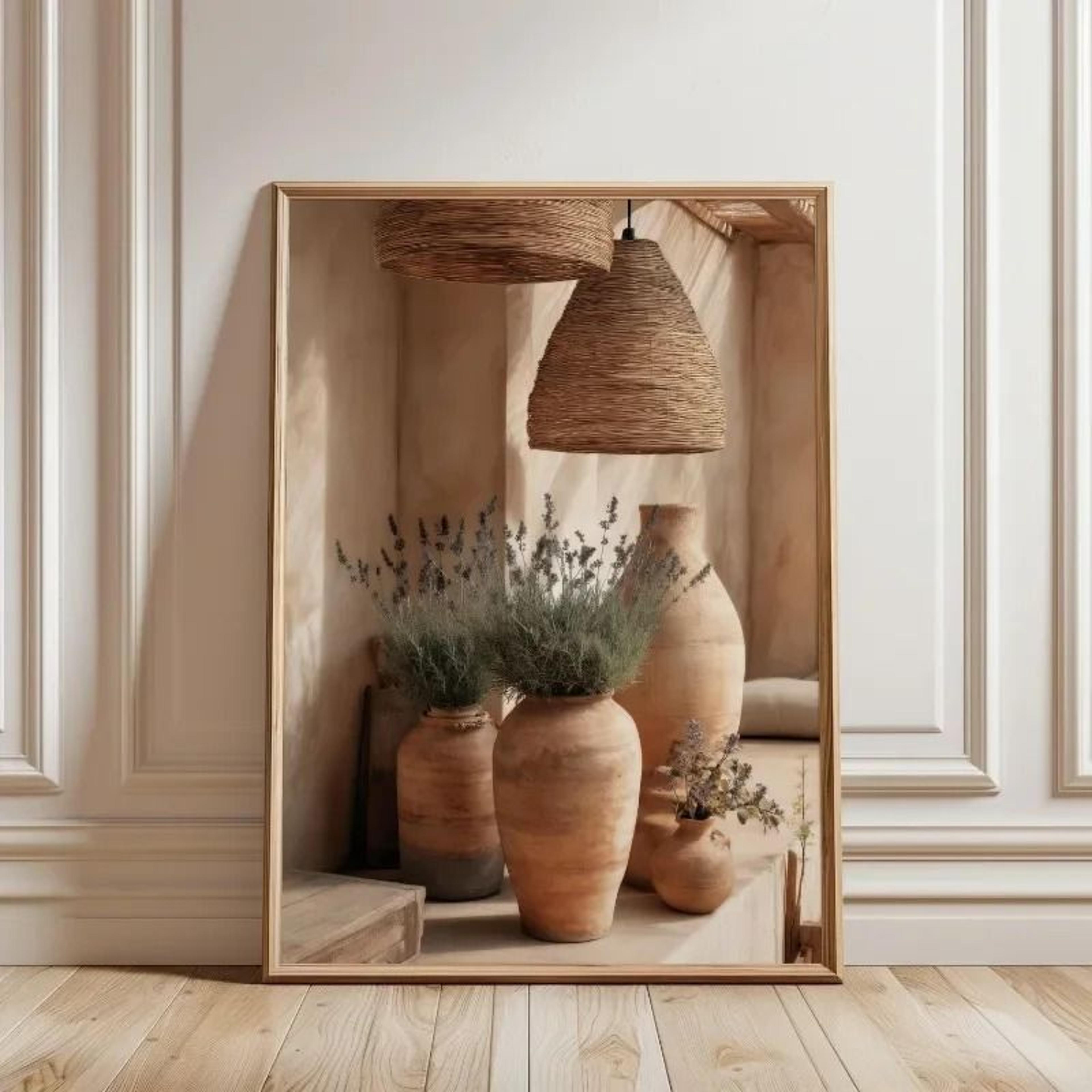 Minimalist Olive Tree Pottery Poster  Mediterranean Still Life Canvas  Rustic Country Room Natural  18
