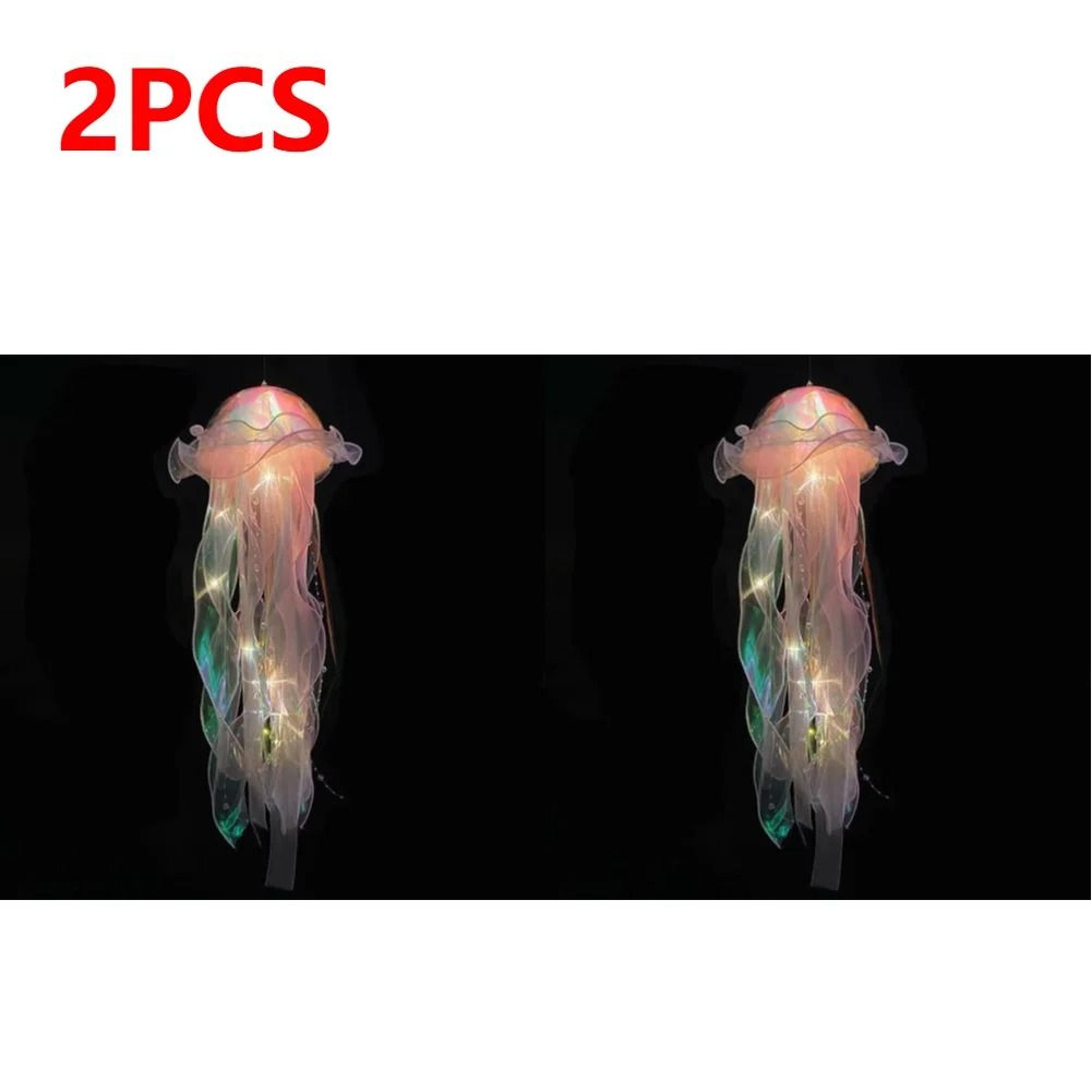 DIY Iridescent Jellyfish Lantern  Hanging Bedroom Night Light  Colorful Fantasy Ribbon Ceiling Lamp 4