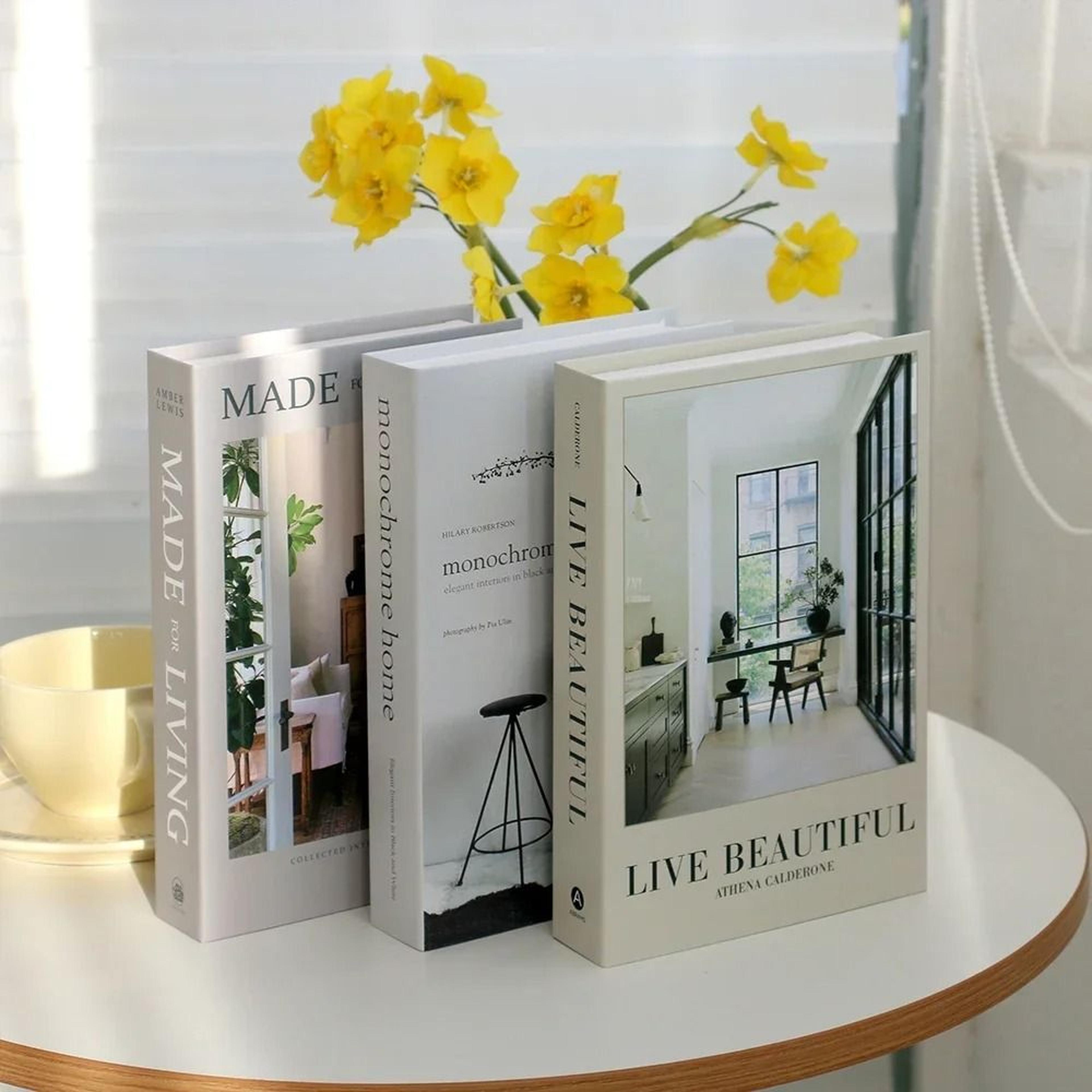 Luxury Faux Book Set  3pc Architectural Coffee Table Decor  Professional Executive Suite  Boutique  14