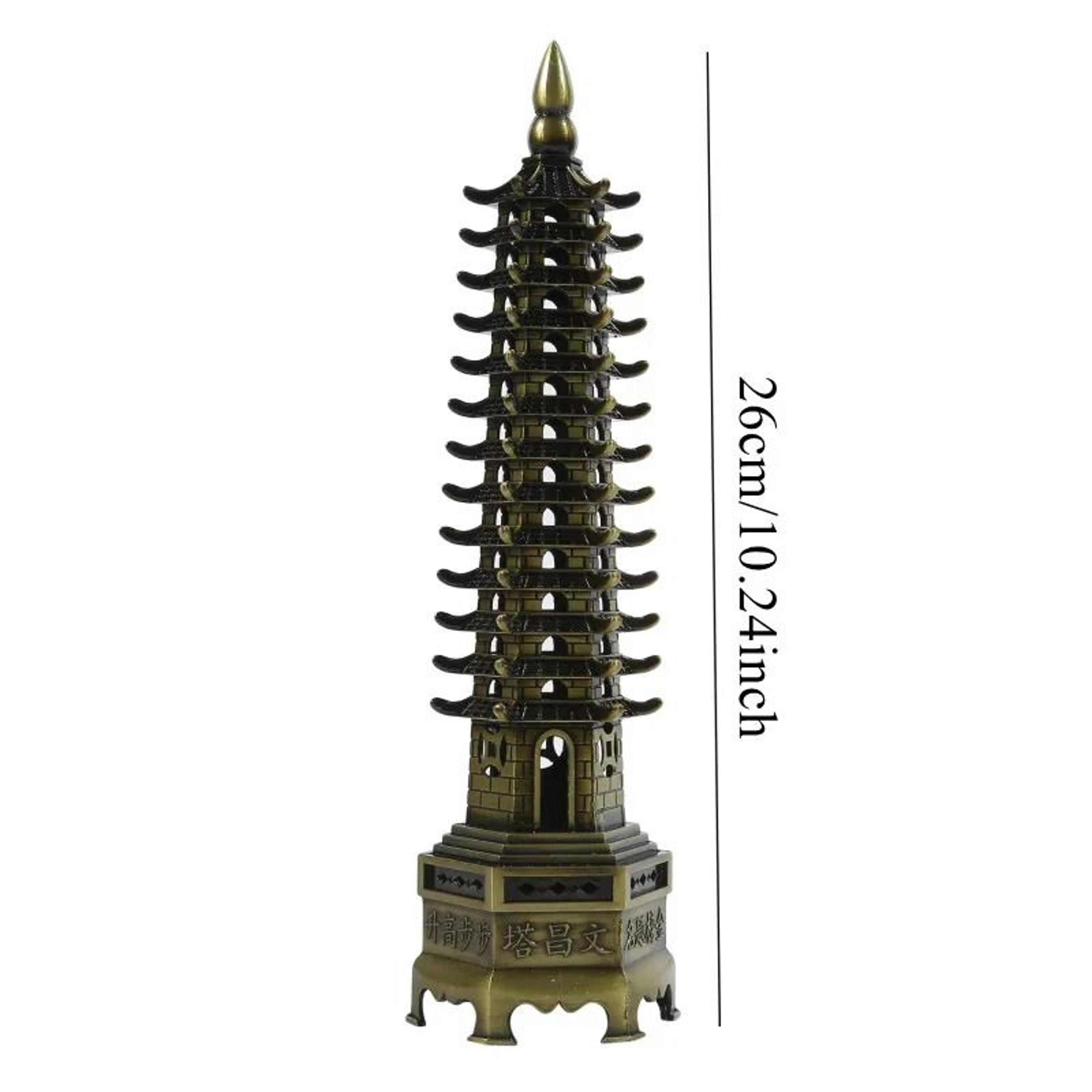 Feng Shui Wenchang Pagoda Statue  3D Zinc Alloy Tower Craft  Executive Home Office Wisdom  Success  10
