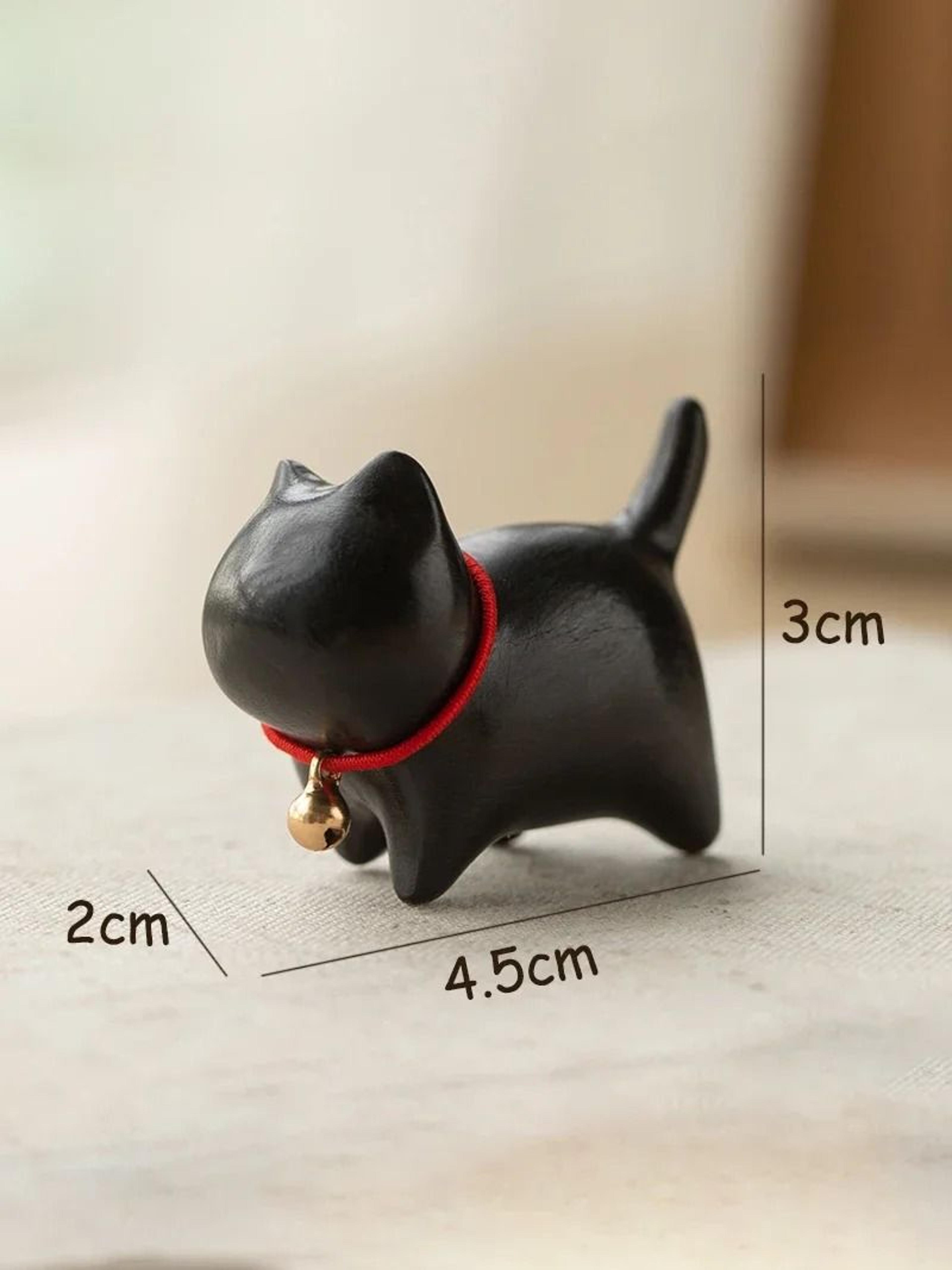 HandCarved Wooden Cat Figurine  Natural Sandalwood Pet Statue  Executive Desktop  Office Sanctuary  7