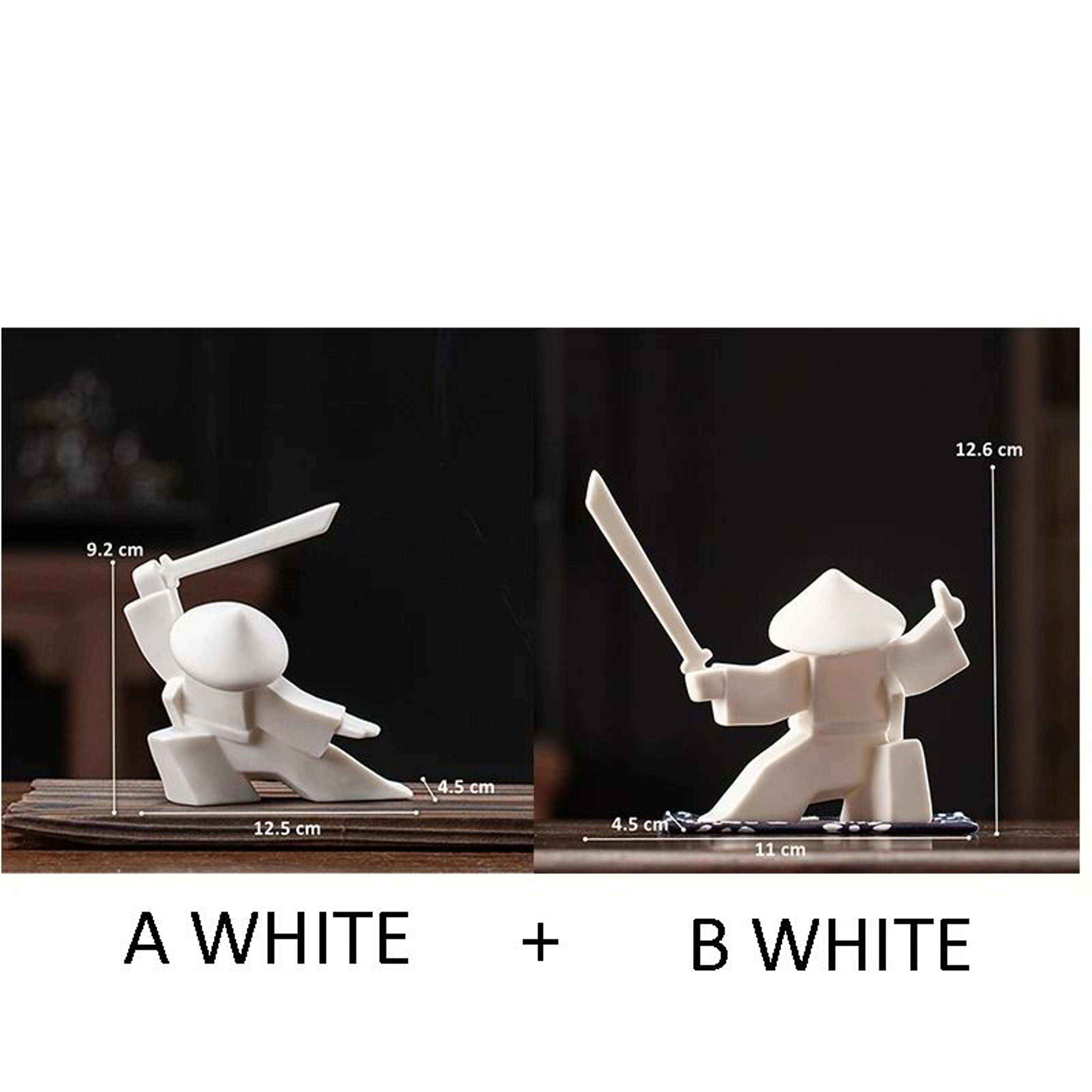 Blanc De Chine Samurai  Geometric Ceramic Warrior Figurine  Executive Studio  Oriental Sanctuary De 18