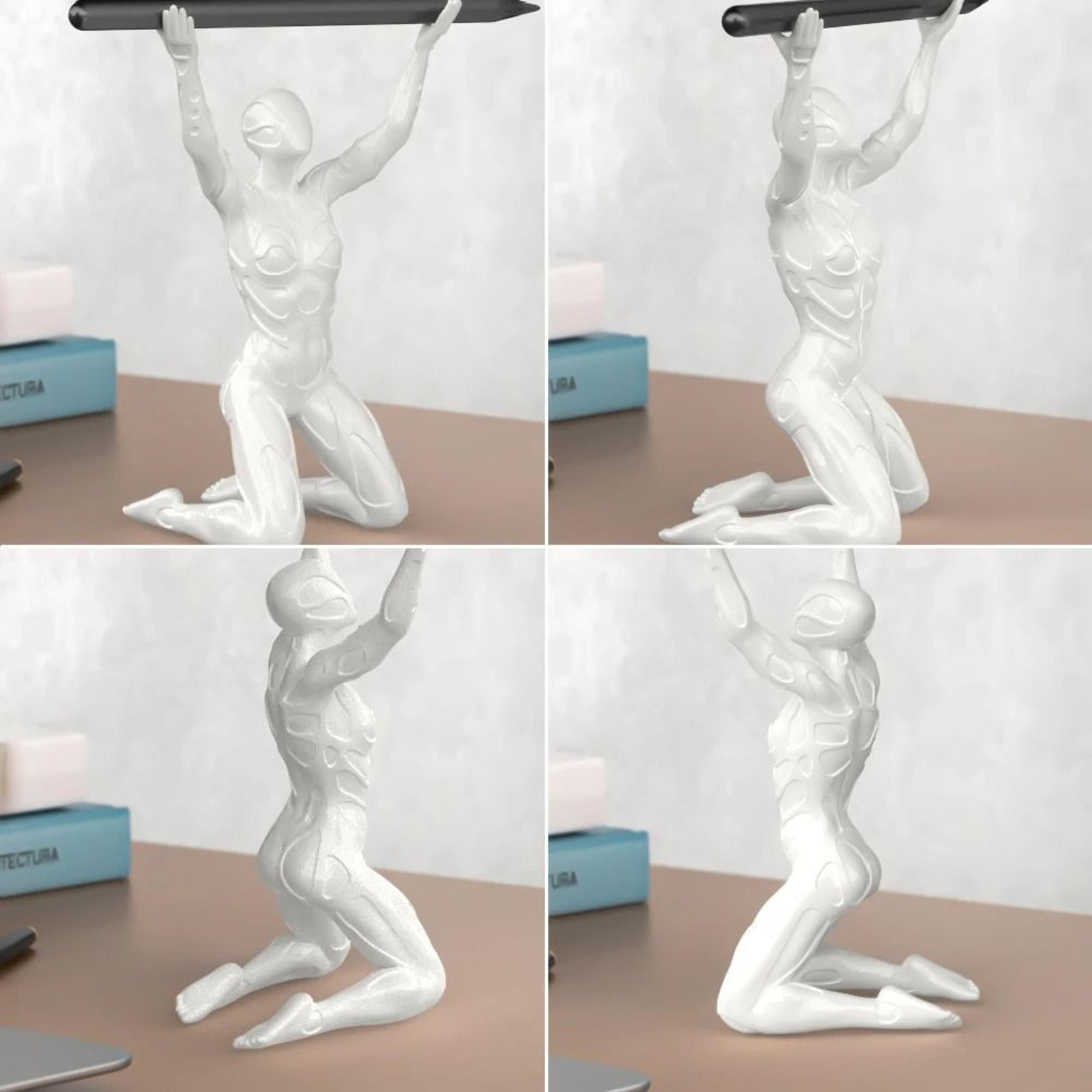 The King Kneeling Pen Holder  HighFidelity Desktop Sculpture  Narrative Stationery Display 3