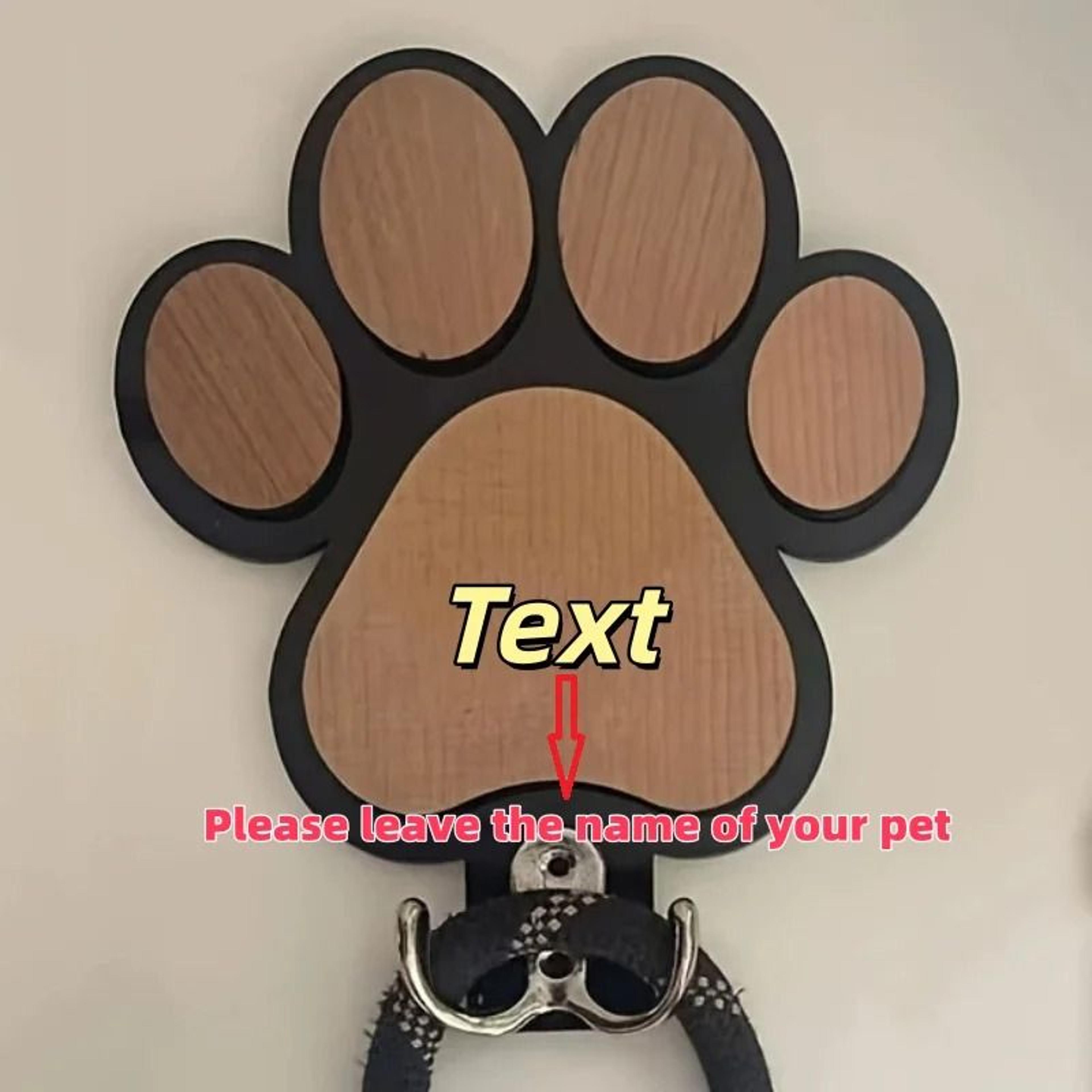 Wooden Paw Print Leash  Collar Wall Hook 4