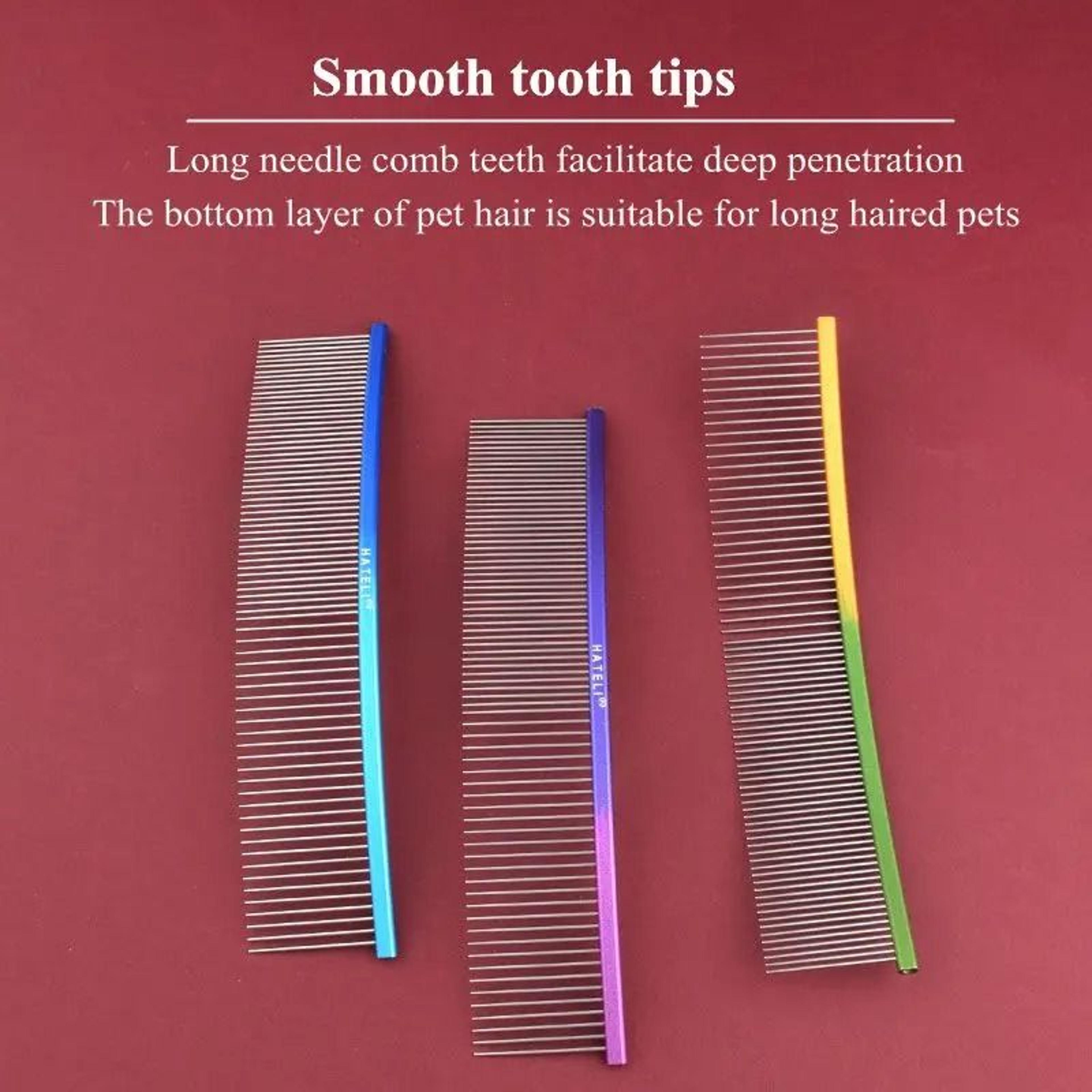 Rainbow Curved Stainless Steel Pet Grooming Comb 19cm 4