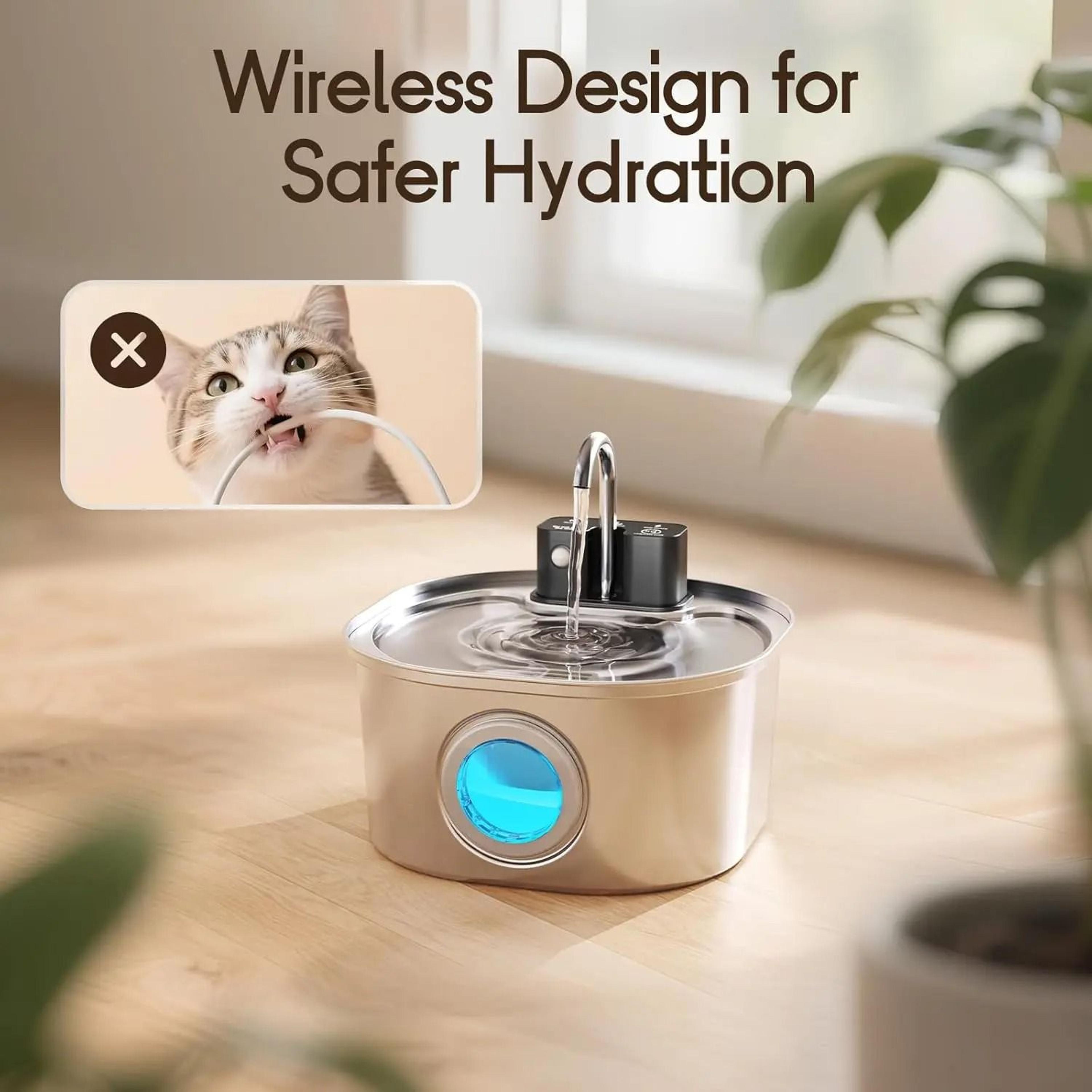 Wireless Sensor Stainless Steel Pet Water Fountain 4
