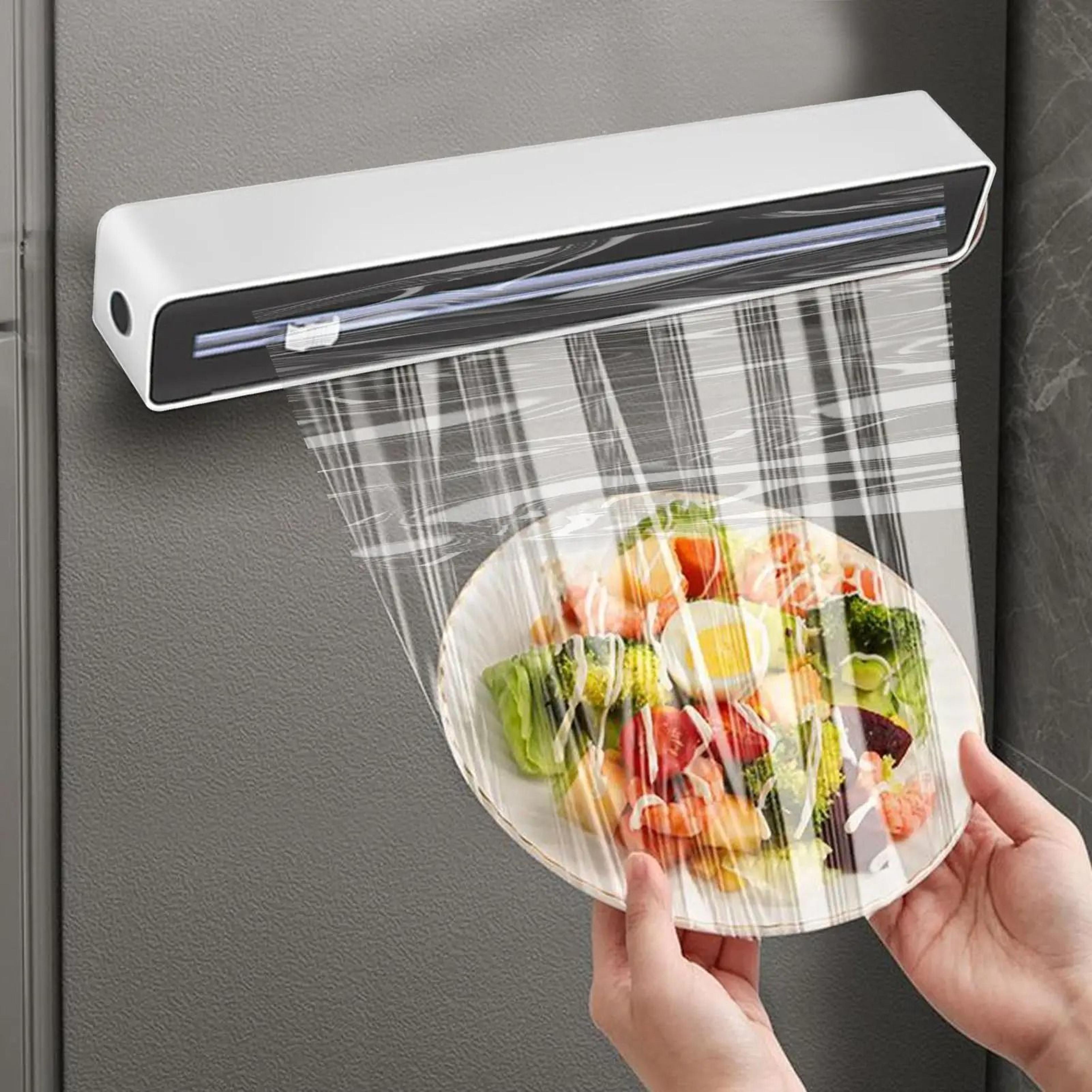 Magnetic Food Wrap Dispenser With Slide Cutter  Suction Cup Base 1