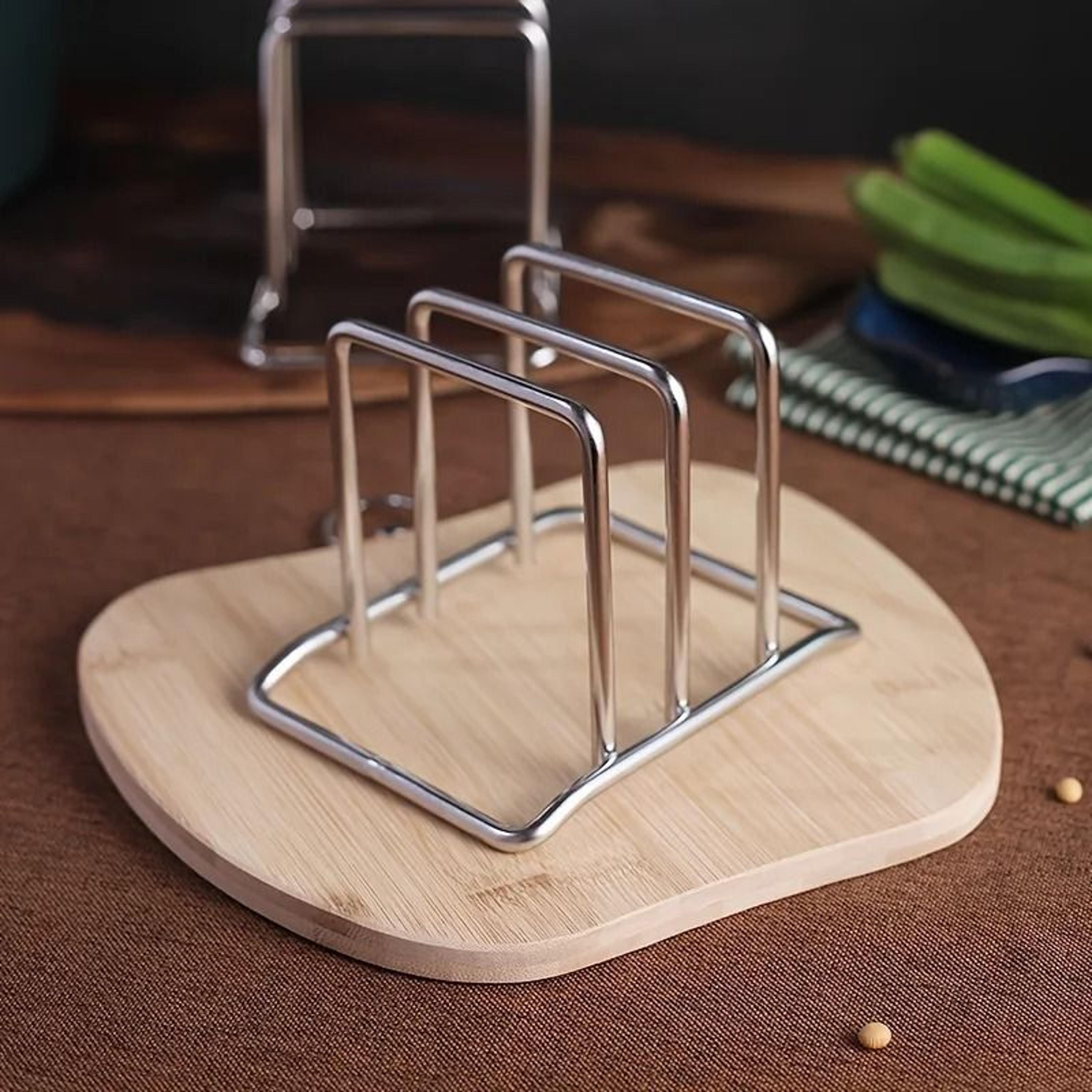 SpaceSaving Stainless Steel Pot Lid And Cutting Board Organizer Combo 4