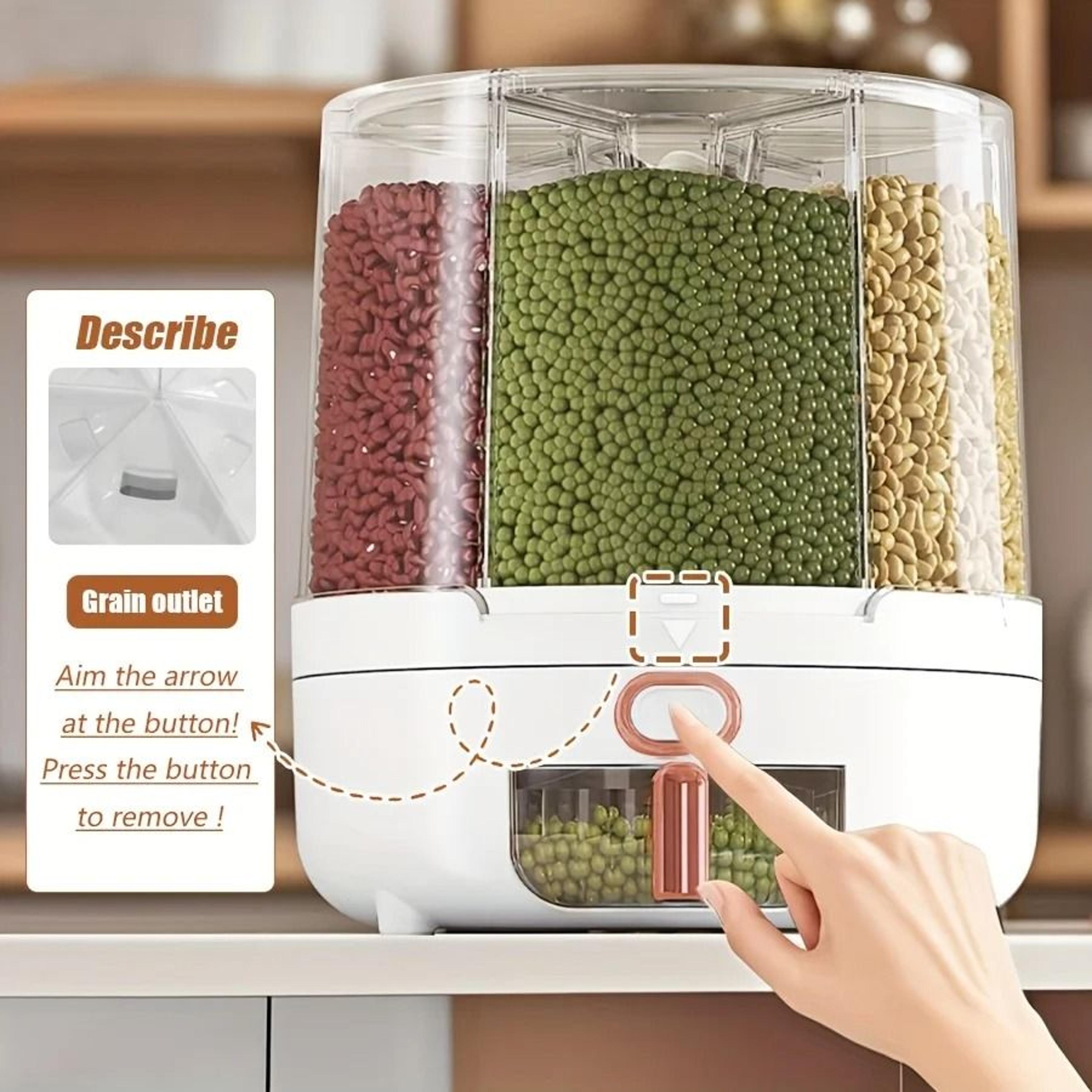 6Compartment 360 Rotating Airtight Food Storage Container  Dry Grain Dispenser 5