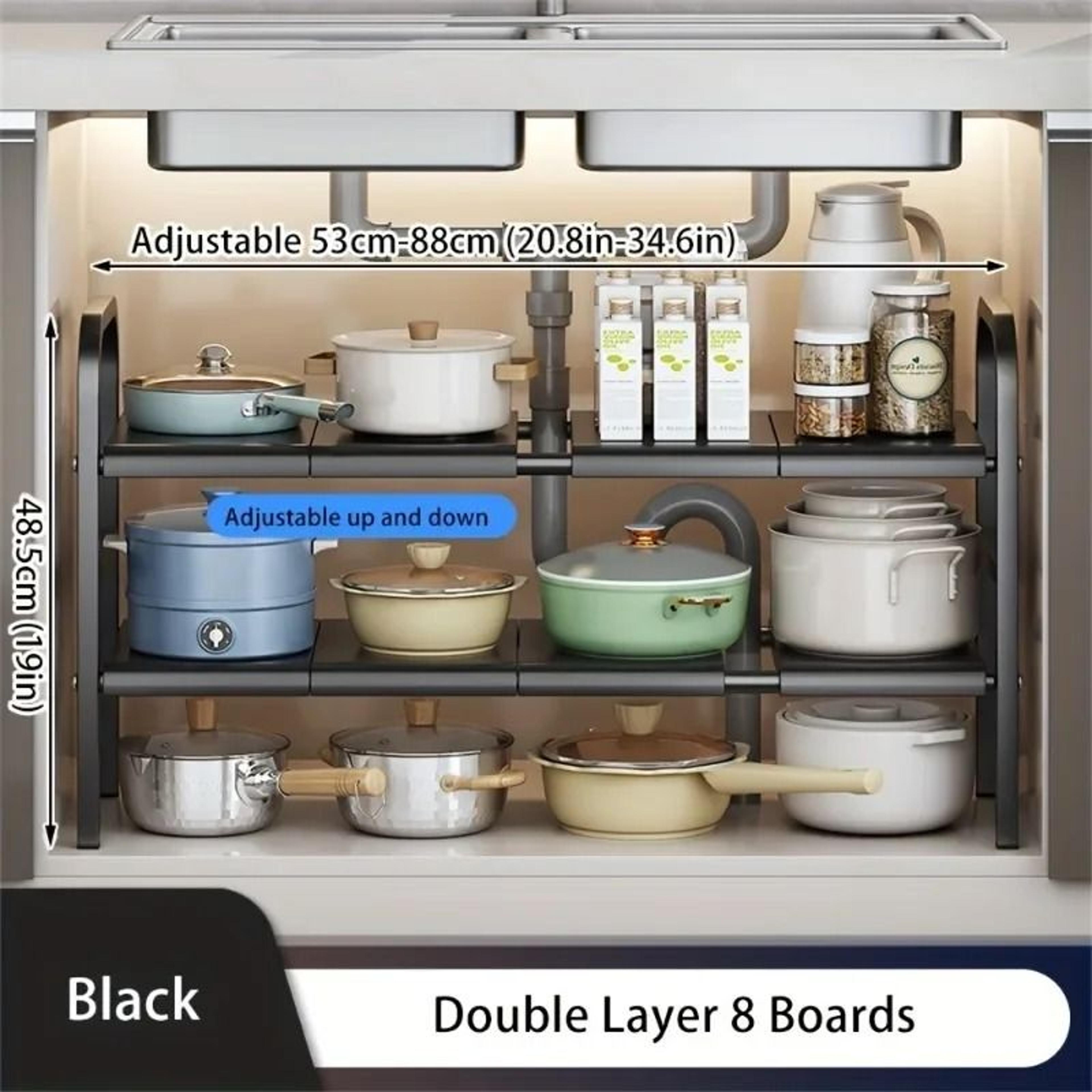 MultiUse Expandable UnderSink Organizer  Adjustable Cabinet Storage Shelf 7