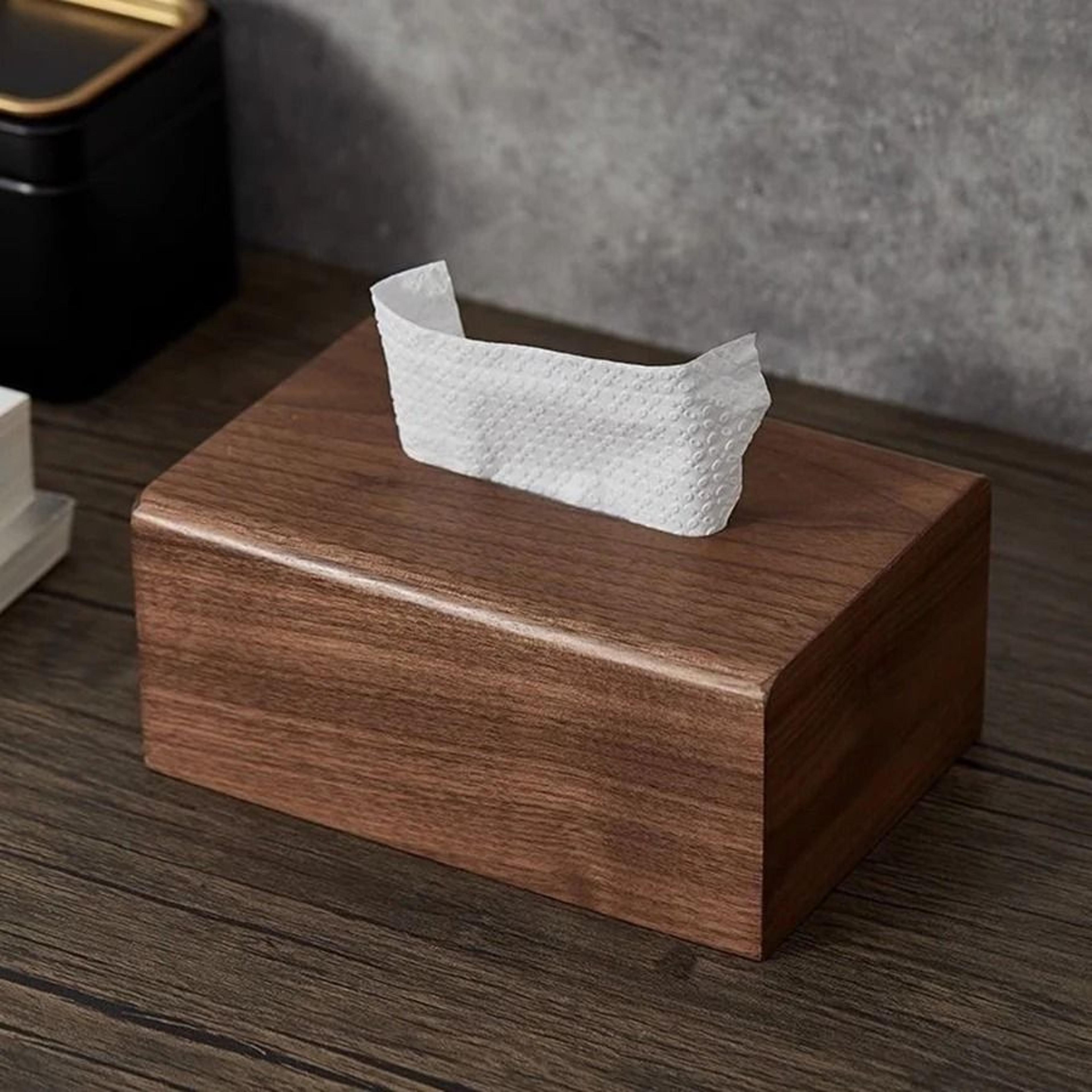 Solid Wood Walnut Tissue Box  Luxury Desktop Paper Storage Case 2
