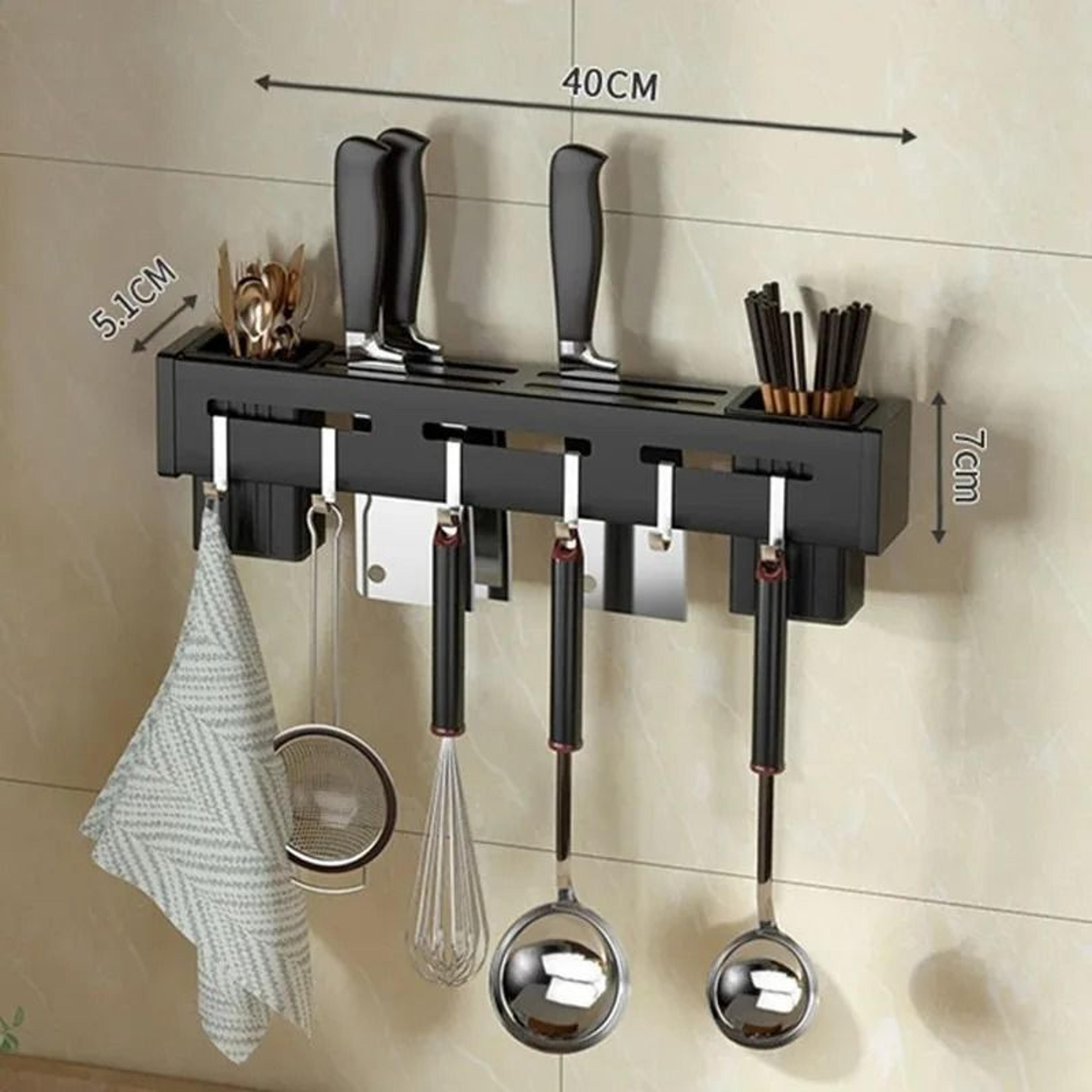 WallMounted Stainless Steel Knife Holder  Kitchen Tool Storage Rack 1