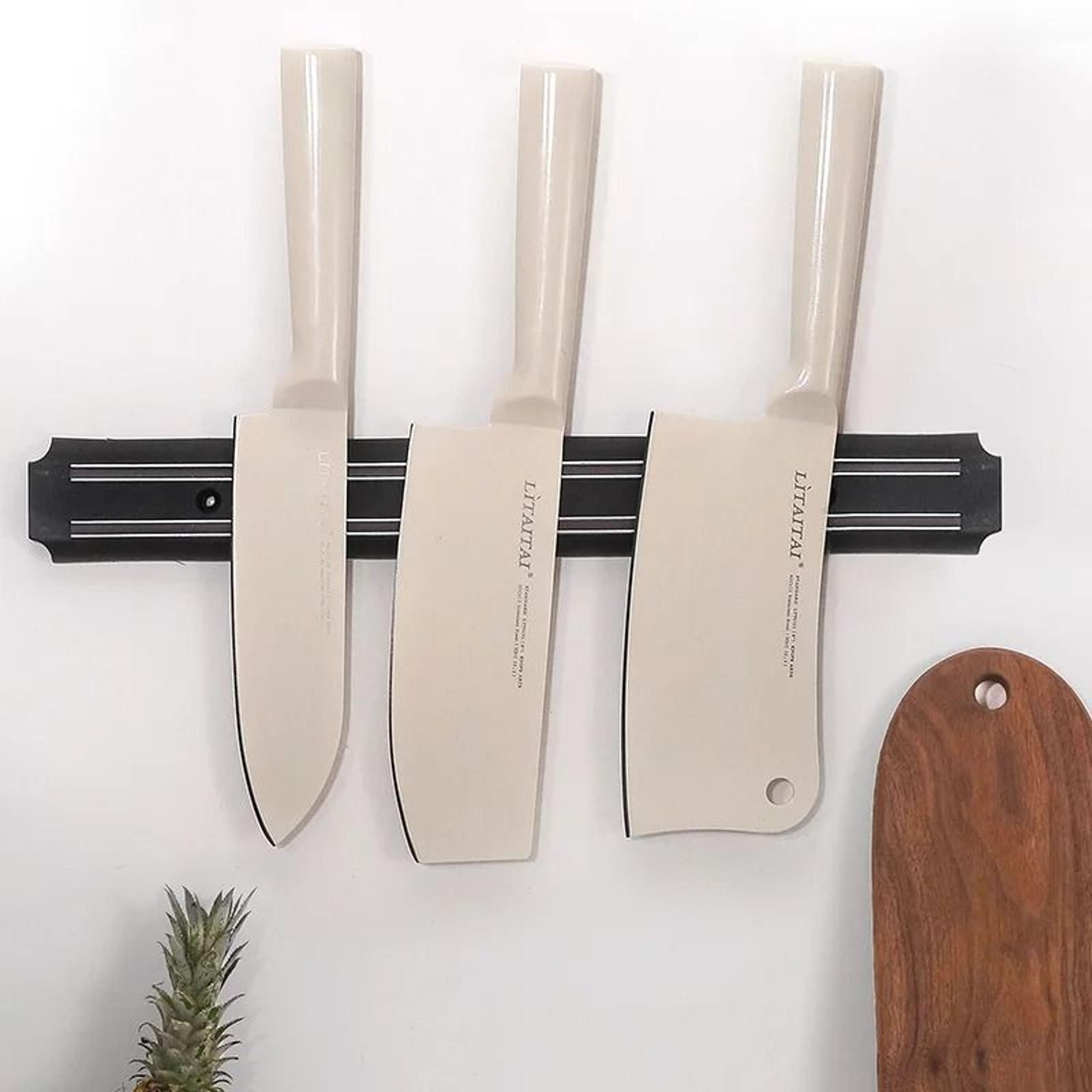 HeavyDuty WallMounted Magnetic Knife Strip Holder  Culinary Tool Organizer 1