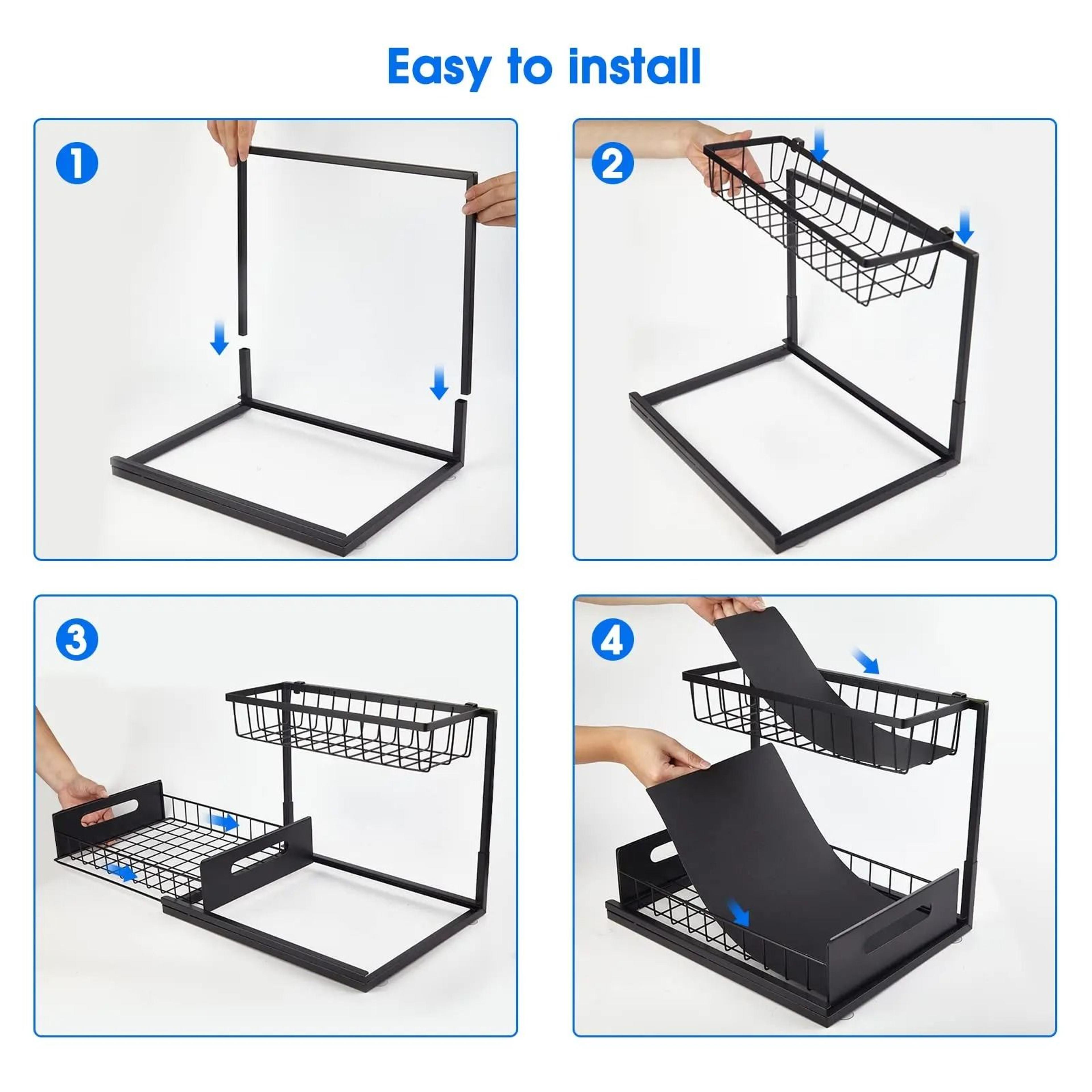 UnderSink 2Tier Sliding Cabinet Basket Organizer  MultiPurpose PullOut Storage Drawer Caddy 5