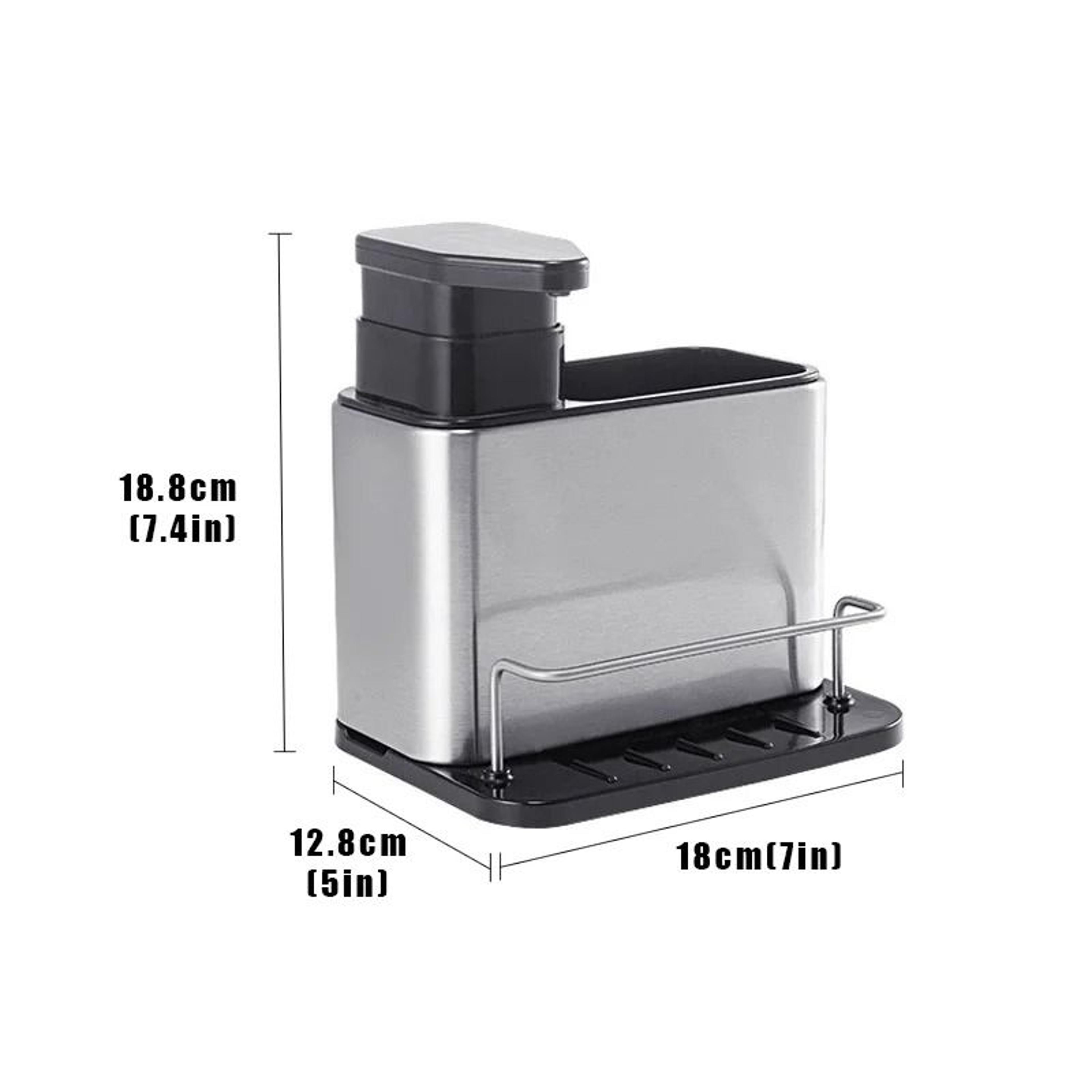 MultiFunction Kitchen Sink Sponge Holder  Integrated Soap Dispenser  Storage Organizer Rack 1