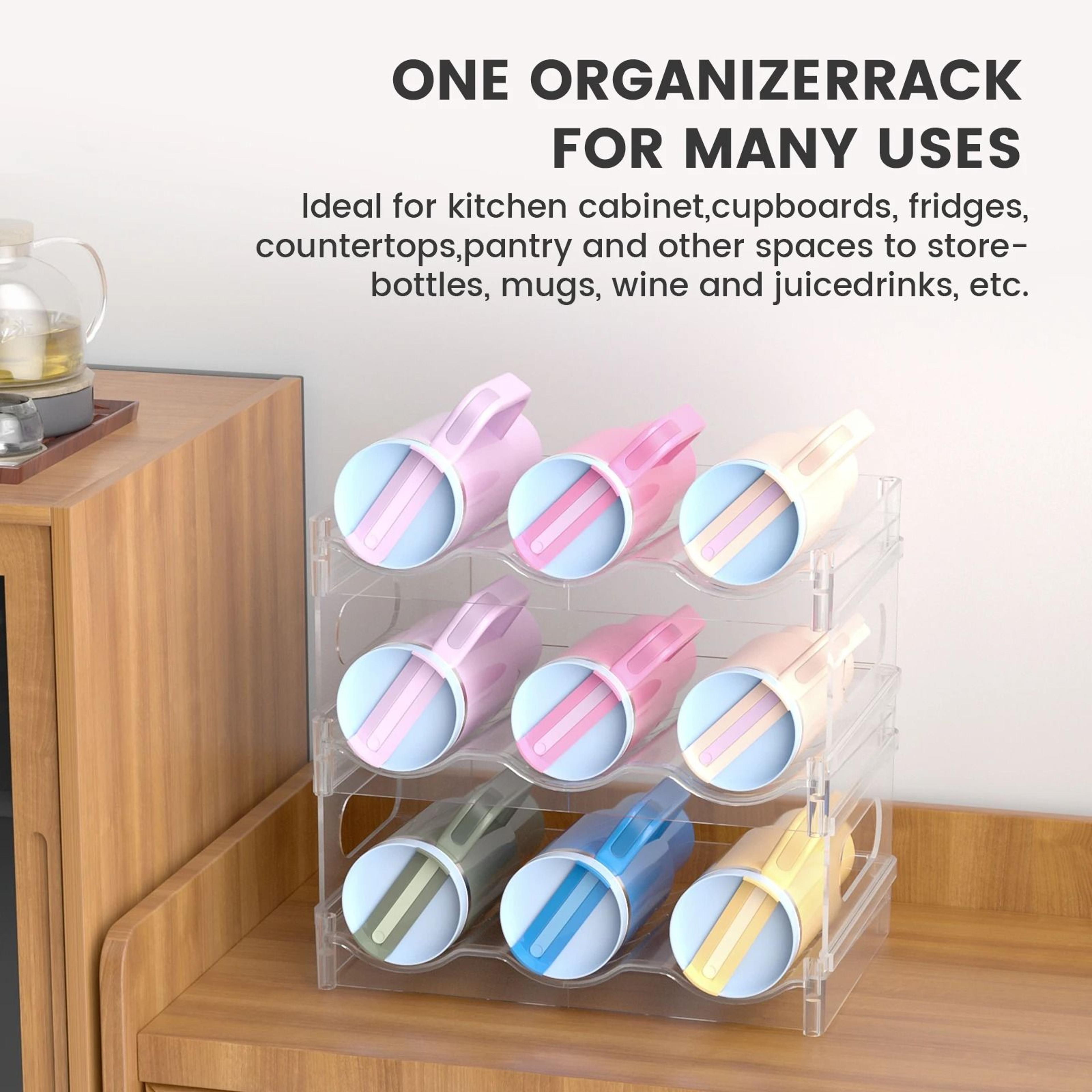 Stackable Water Bottle  Wine Storage Rack  Premium MultiTier Transparent Countertop Organizer 3