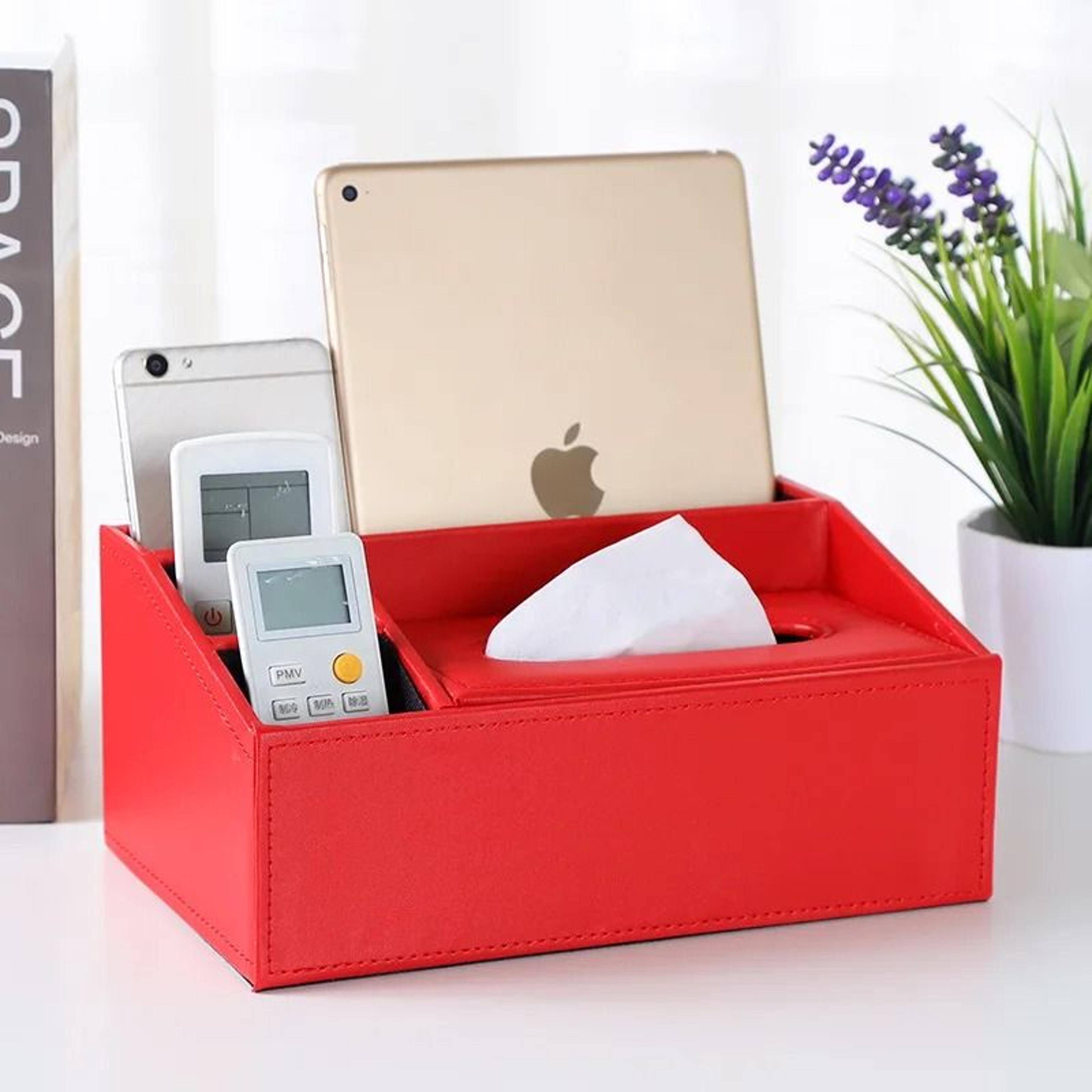 Multifunctional Tissue Box With Stationery Remote Control Organizer 15