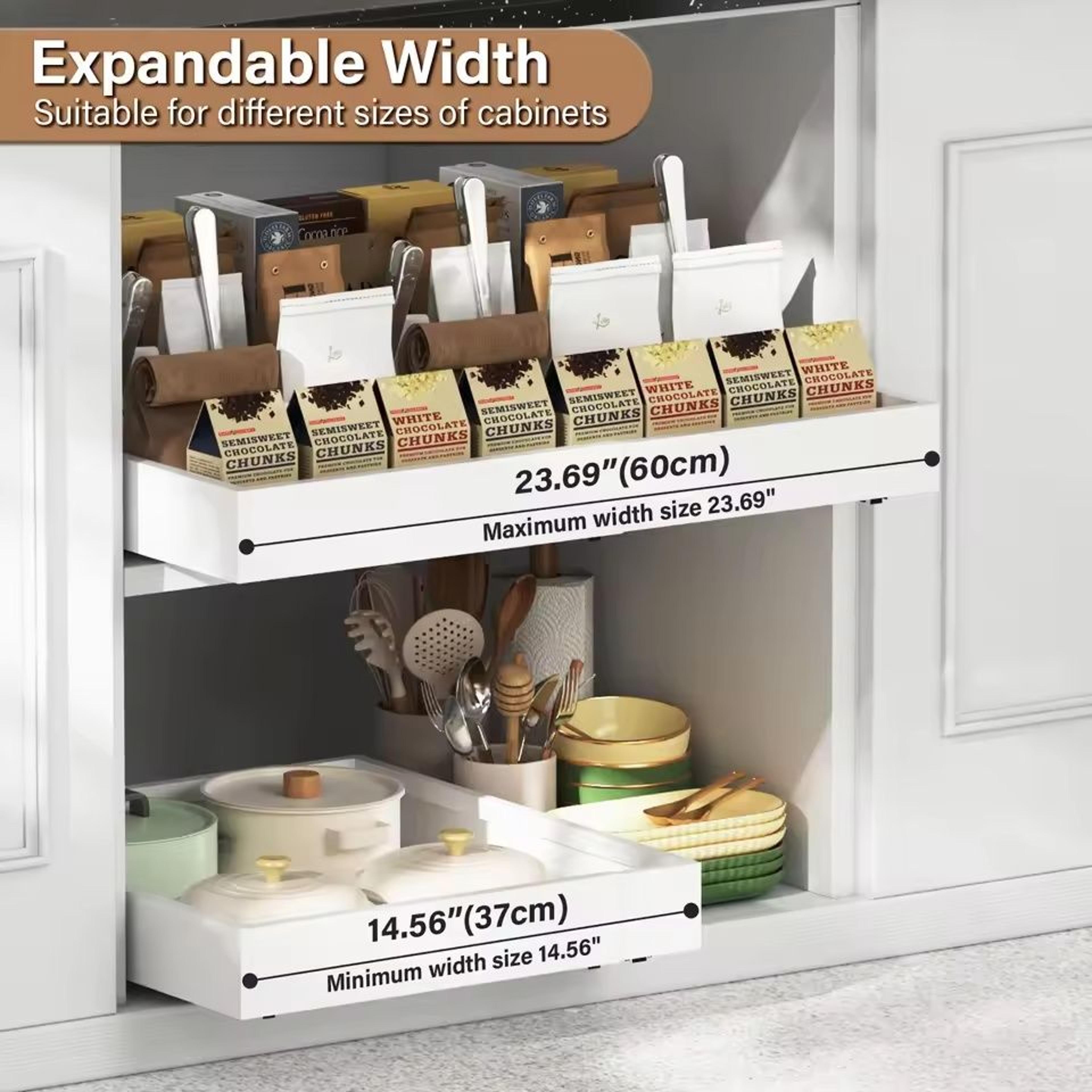 pull out cabinet organizer tray - expandable under-sink storage rack & silent slide drawer