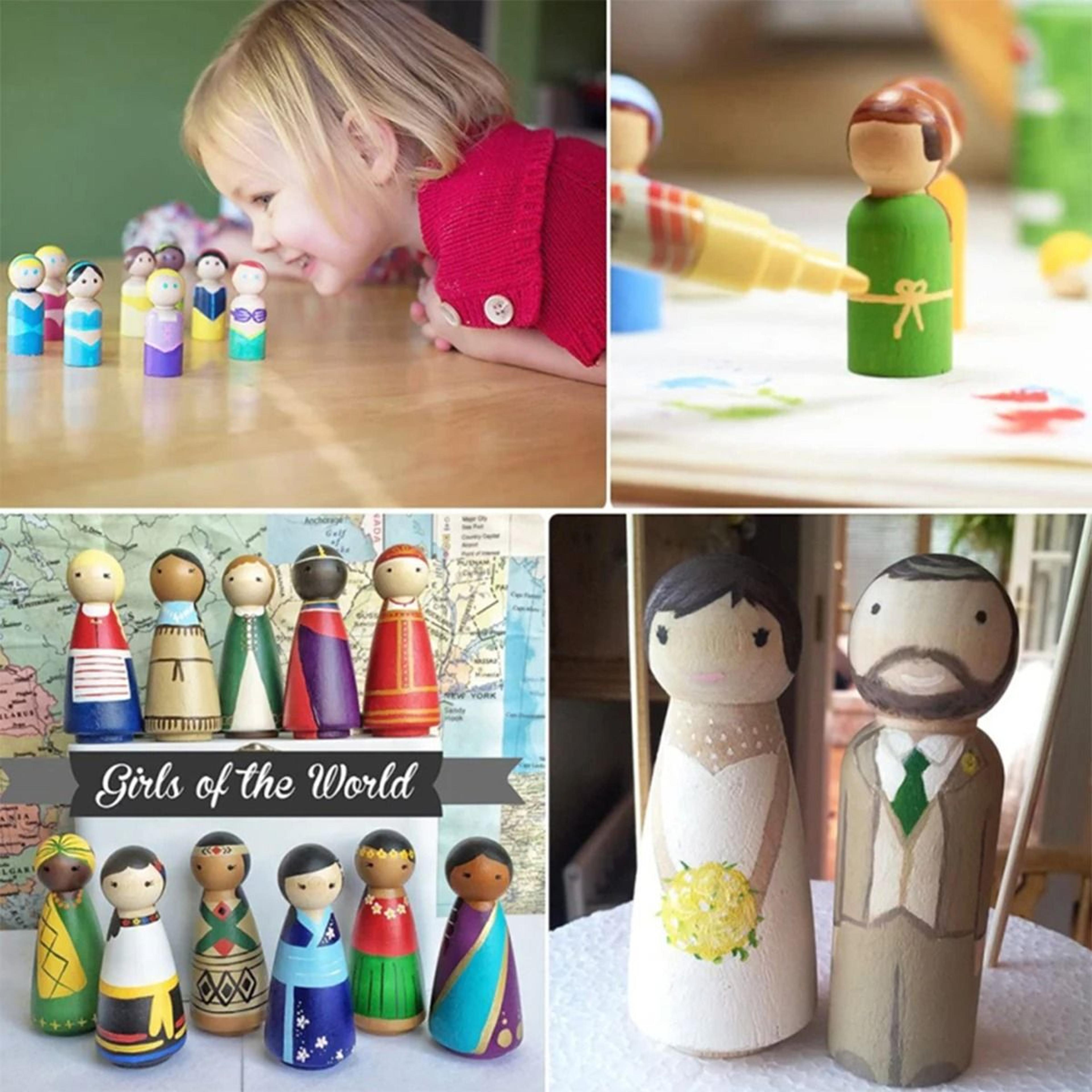 20Pack Unfinished Natural Wooden Peg Dolls Assortment 1