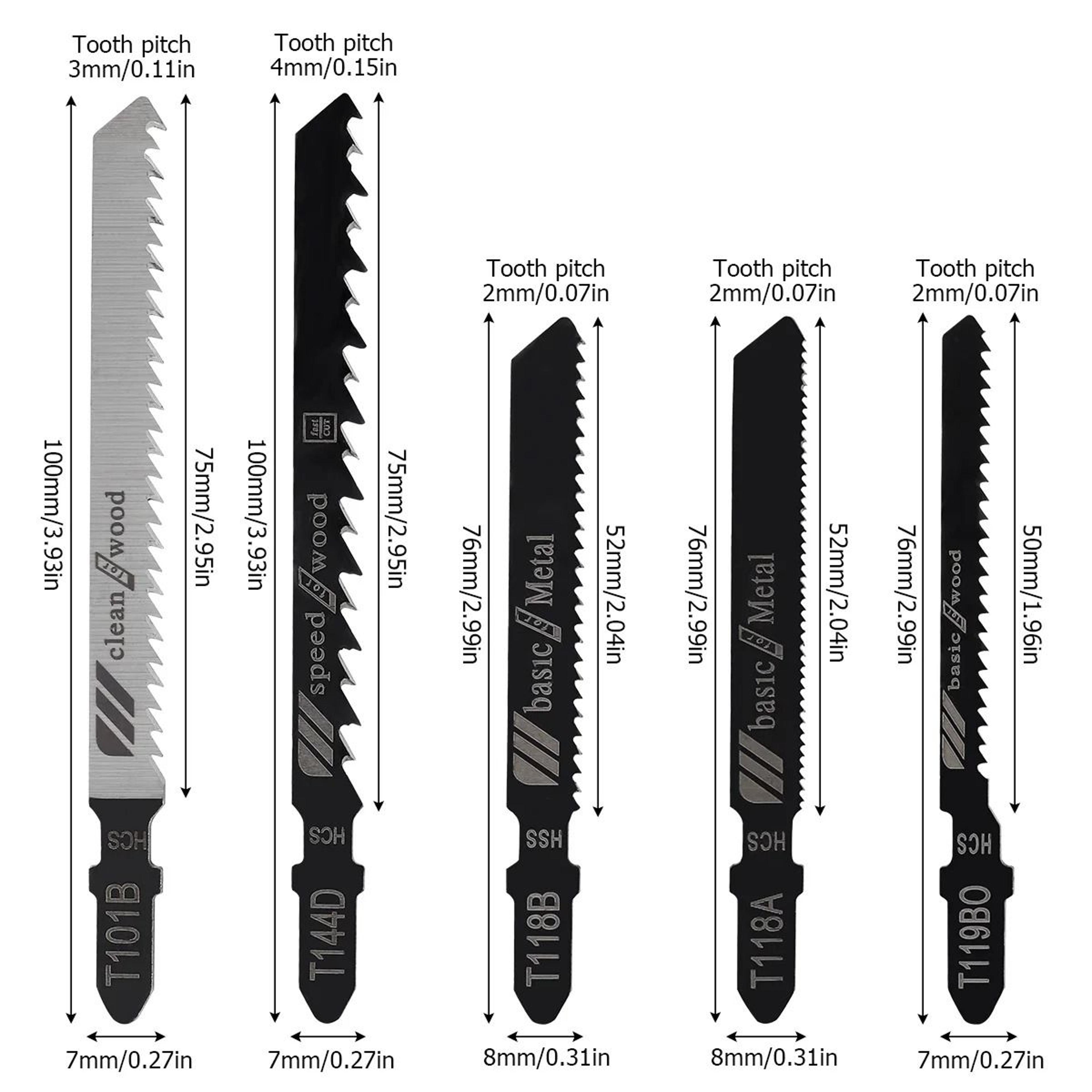 Professional TShank Jigsaw Blade Variety Assortment Pack 6