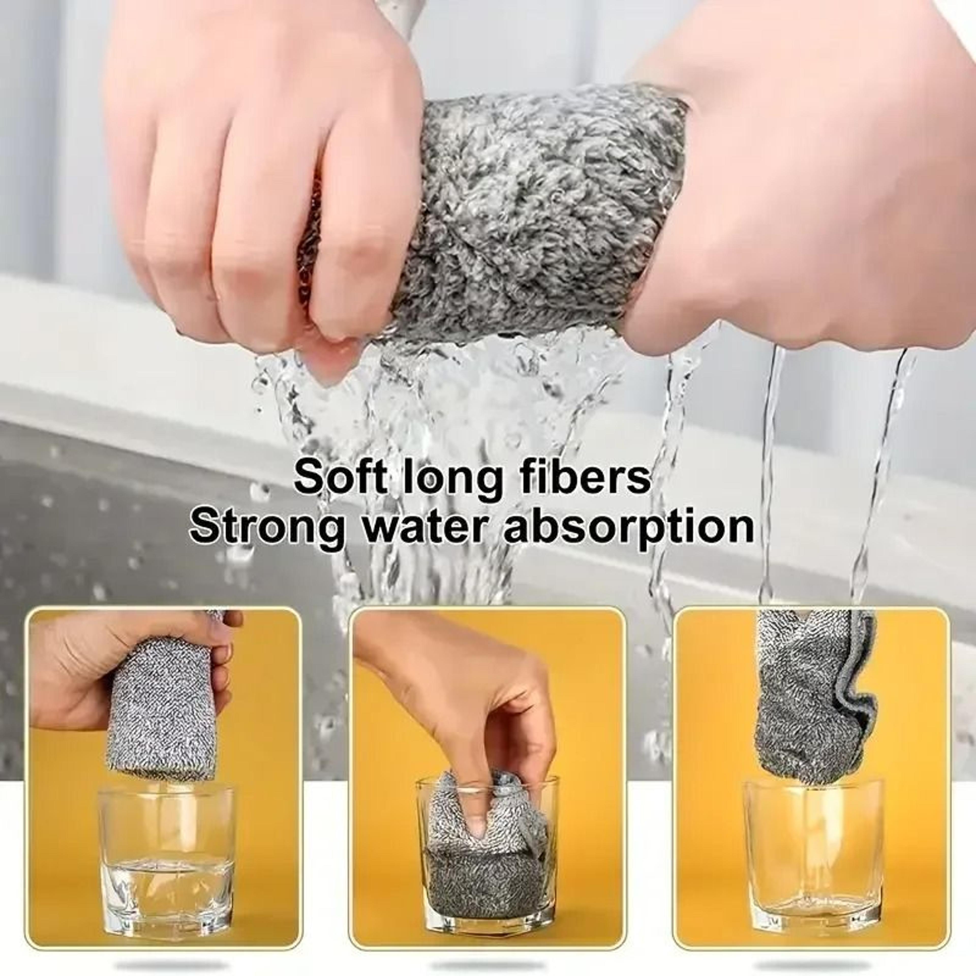 Gray Bamboo Charcoal Thickened Absorbent Dishcloth Fleet 2