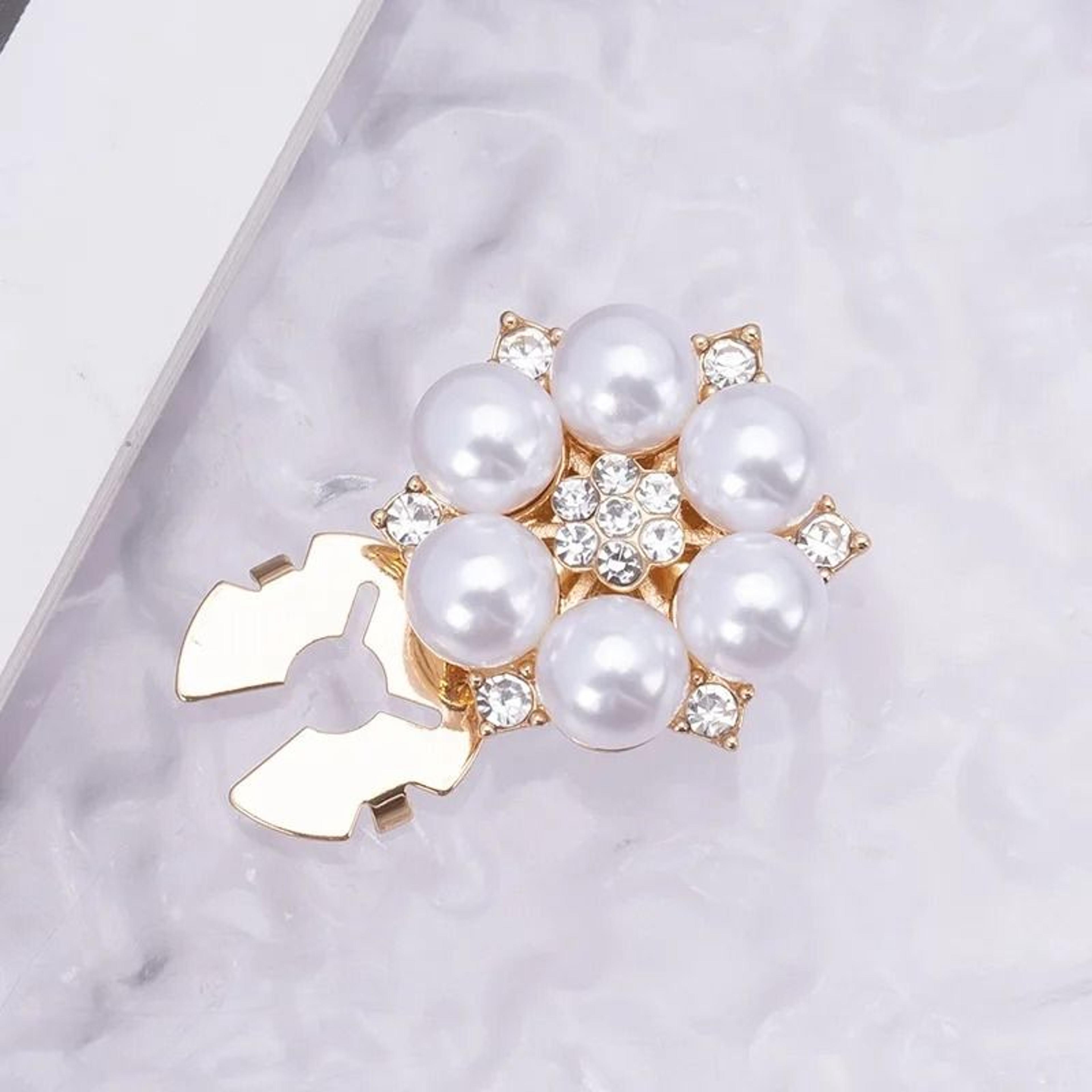 Detachable Crystal Pearl Button Covers  Decorative Clips 9