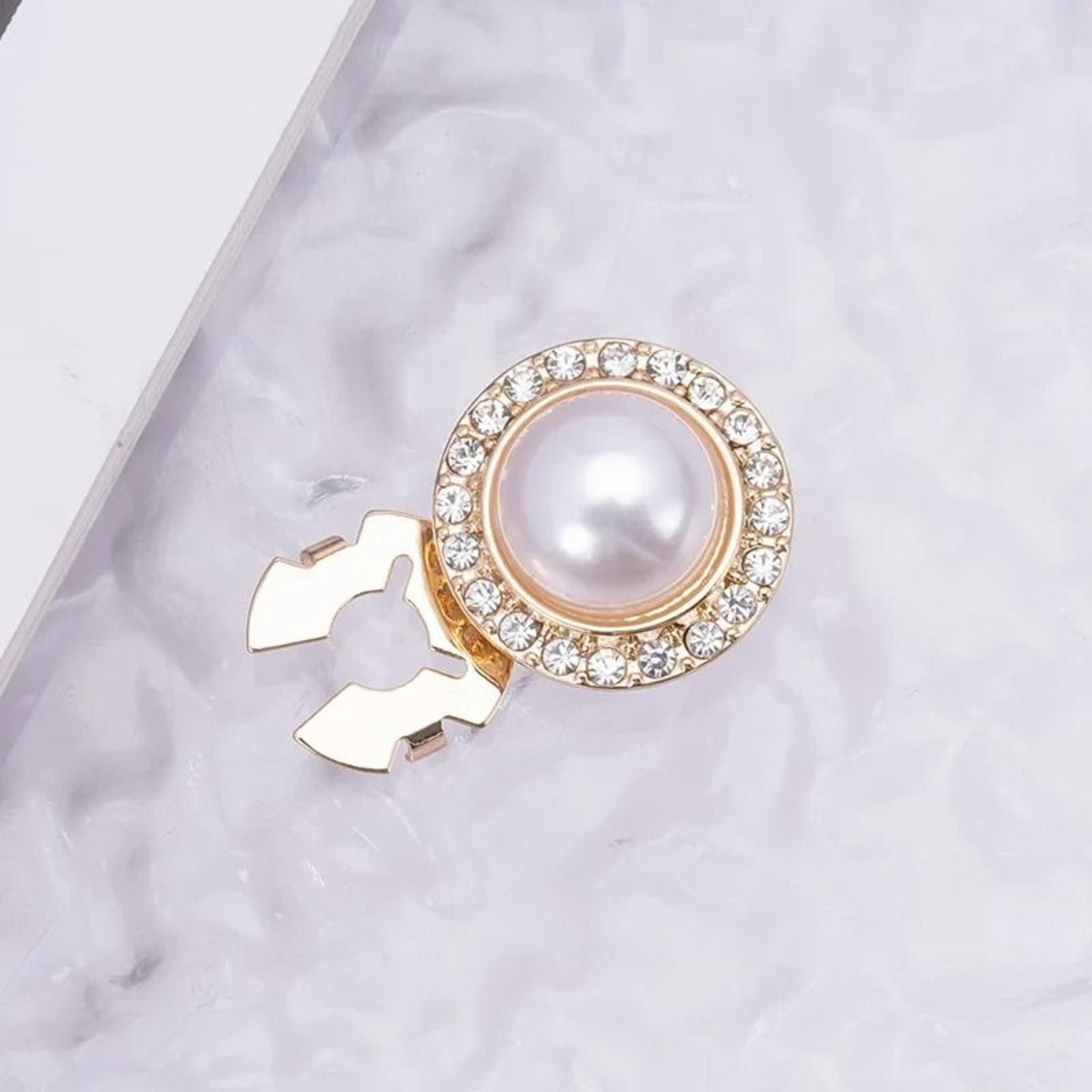 Detachable Crystal Pearl Button Covers  Decorative Clips 6
