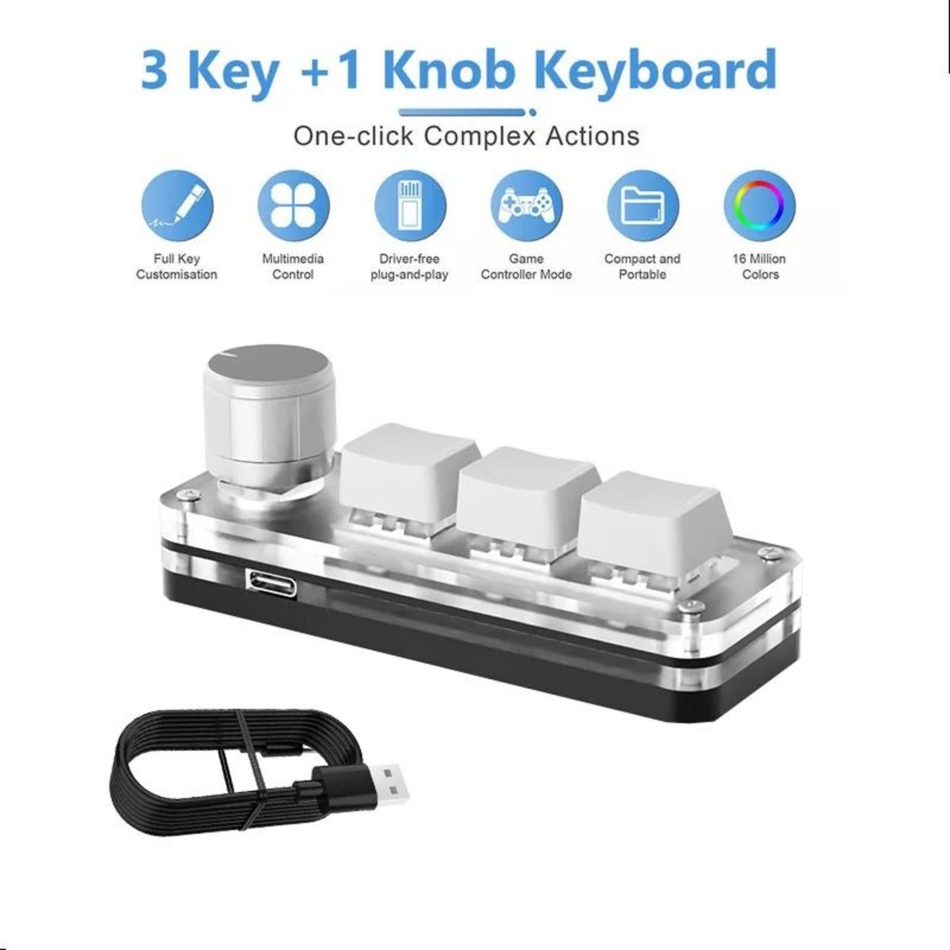 Custom 3Key Programmable Mechanical Macropad With Precision Knob 7