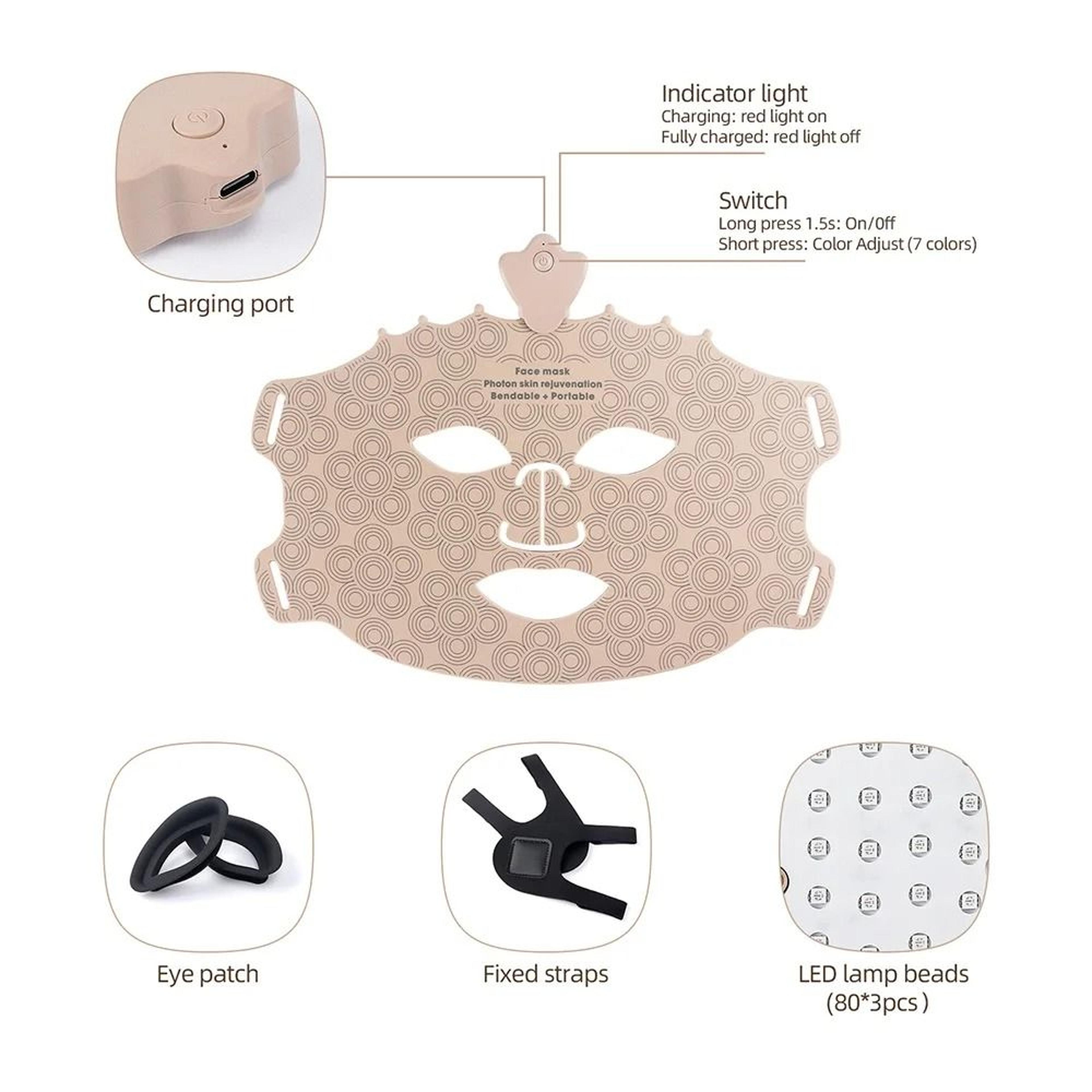 7Color Flexible Silicone LED Photon Facial Rejuvenation Mask 1