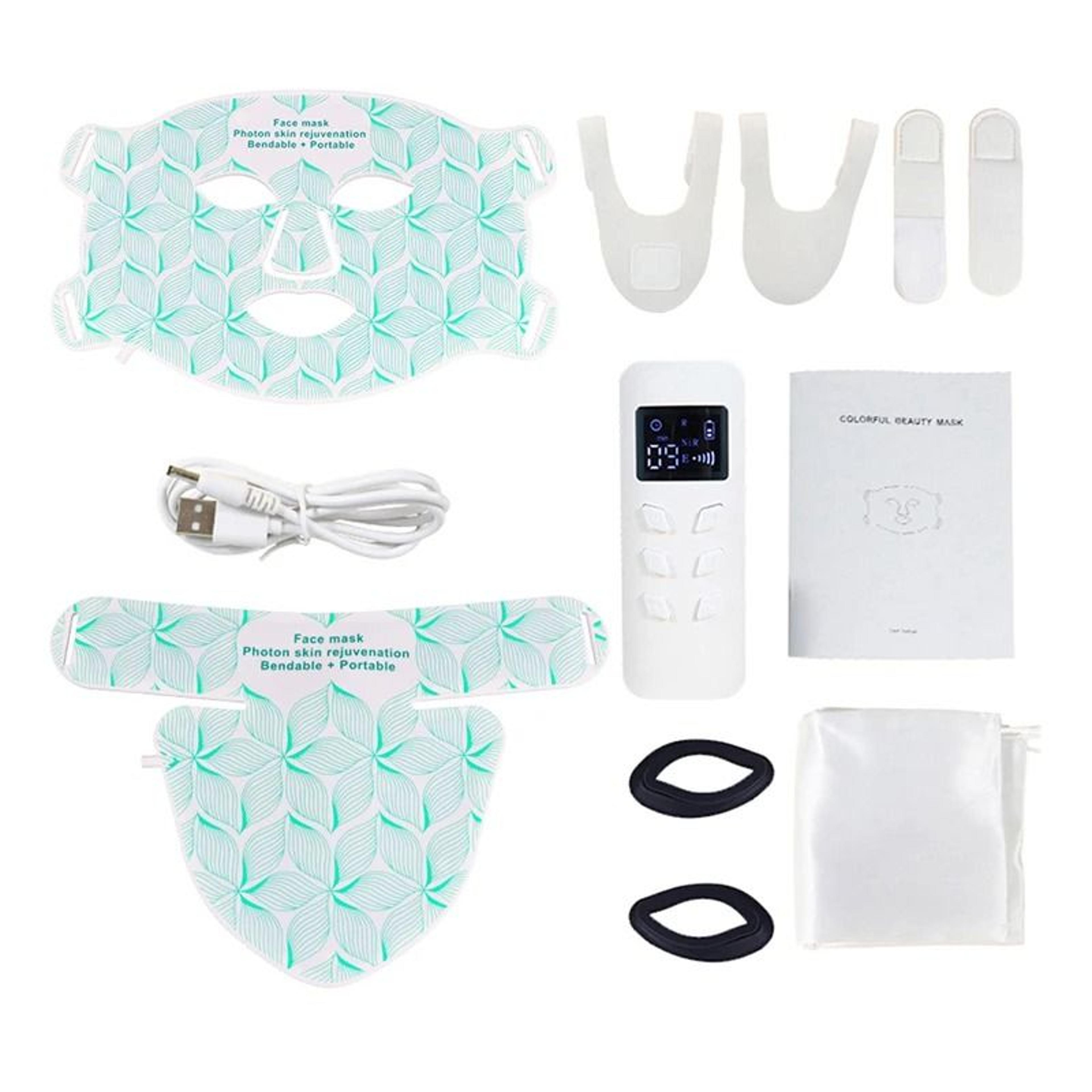 Professional 8Color Silicone LED Facial Mask  Neck Phototherapy System 8