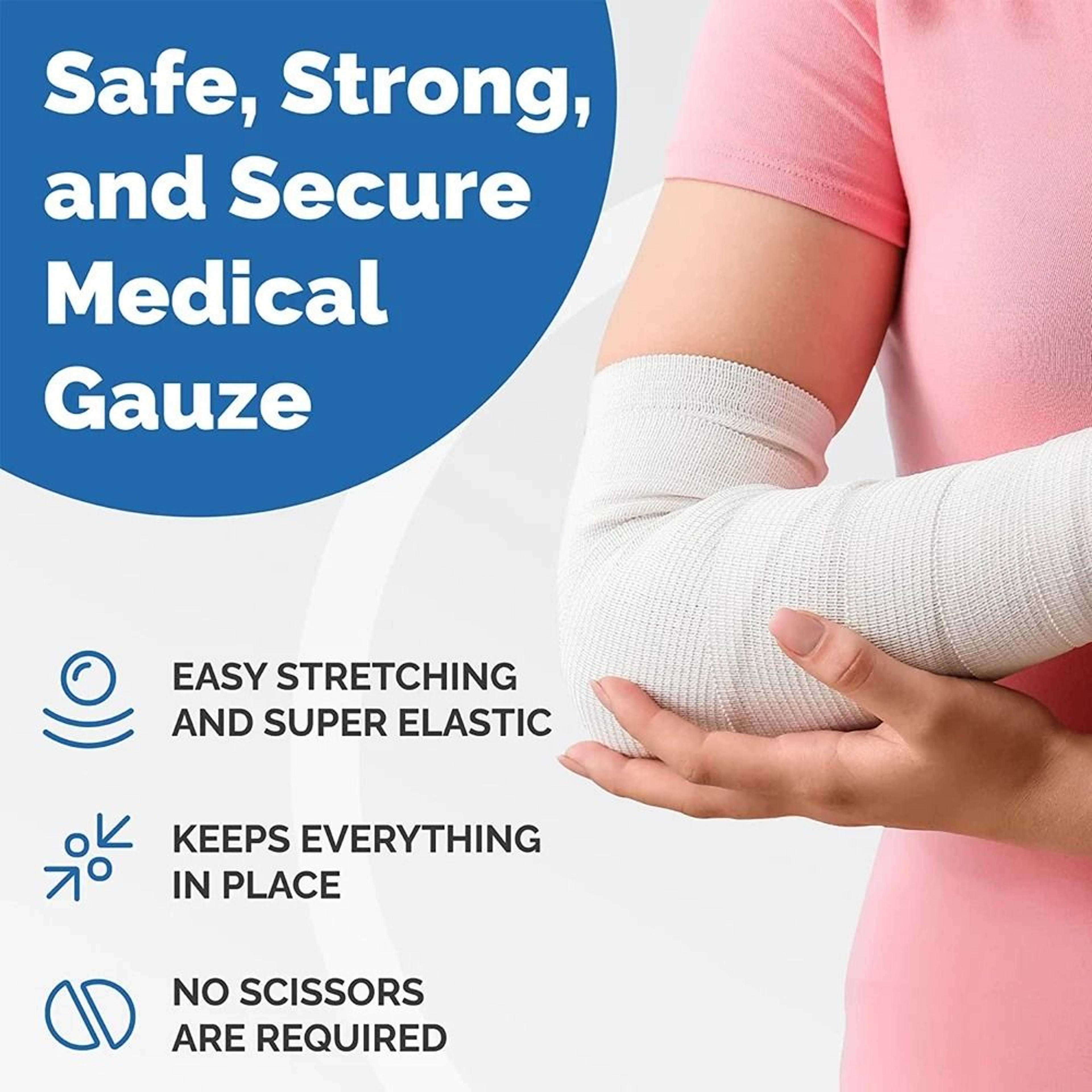 10 Rolls Gauze Bandage Roll With Tape For First Aid Wound Care 2