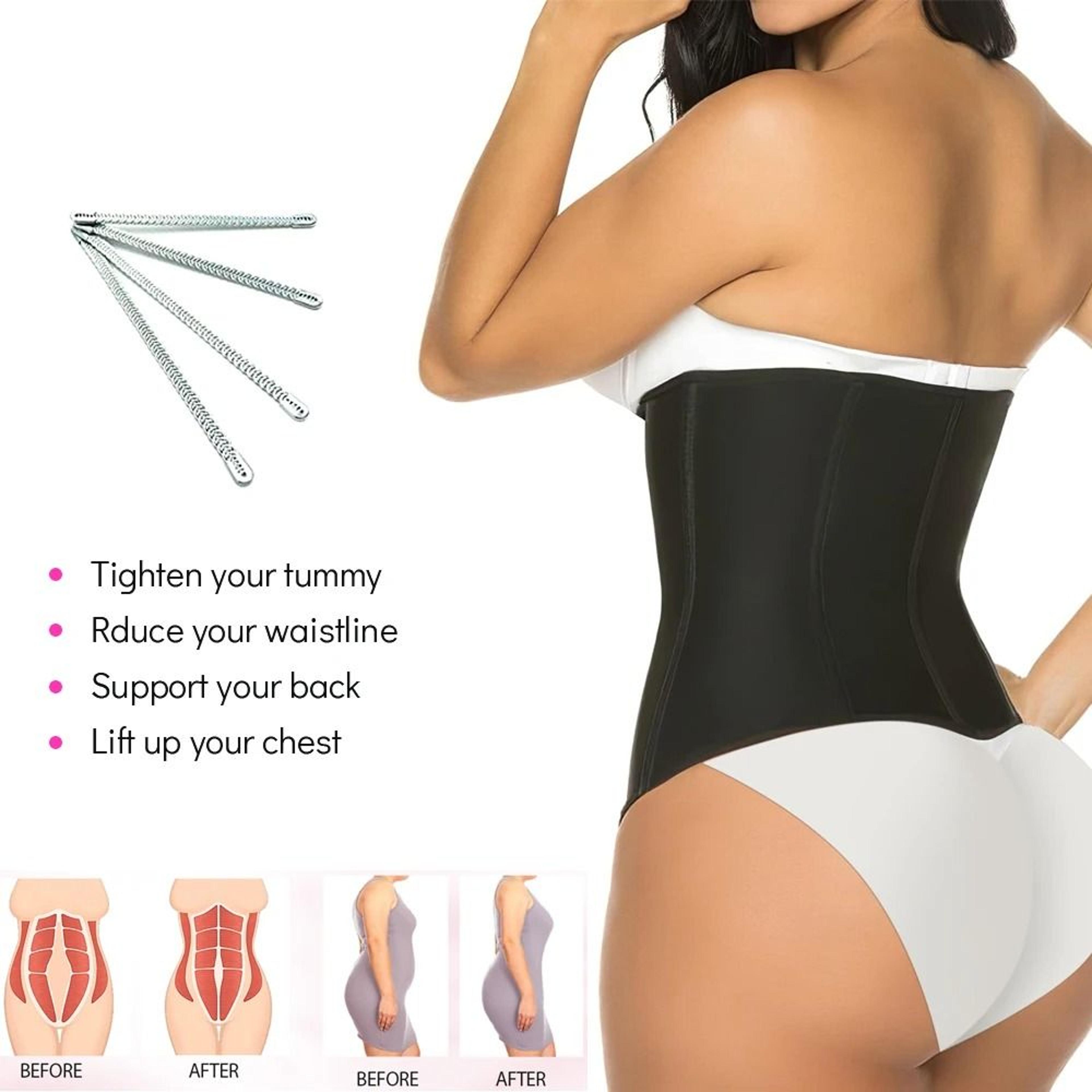 RGGMQQ Underbust Waist Trainer Corset  Zipper  Hook Workout Body Shaper 2