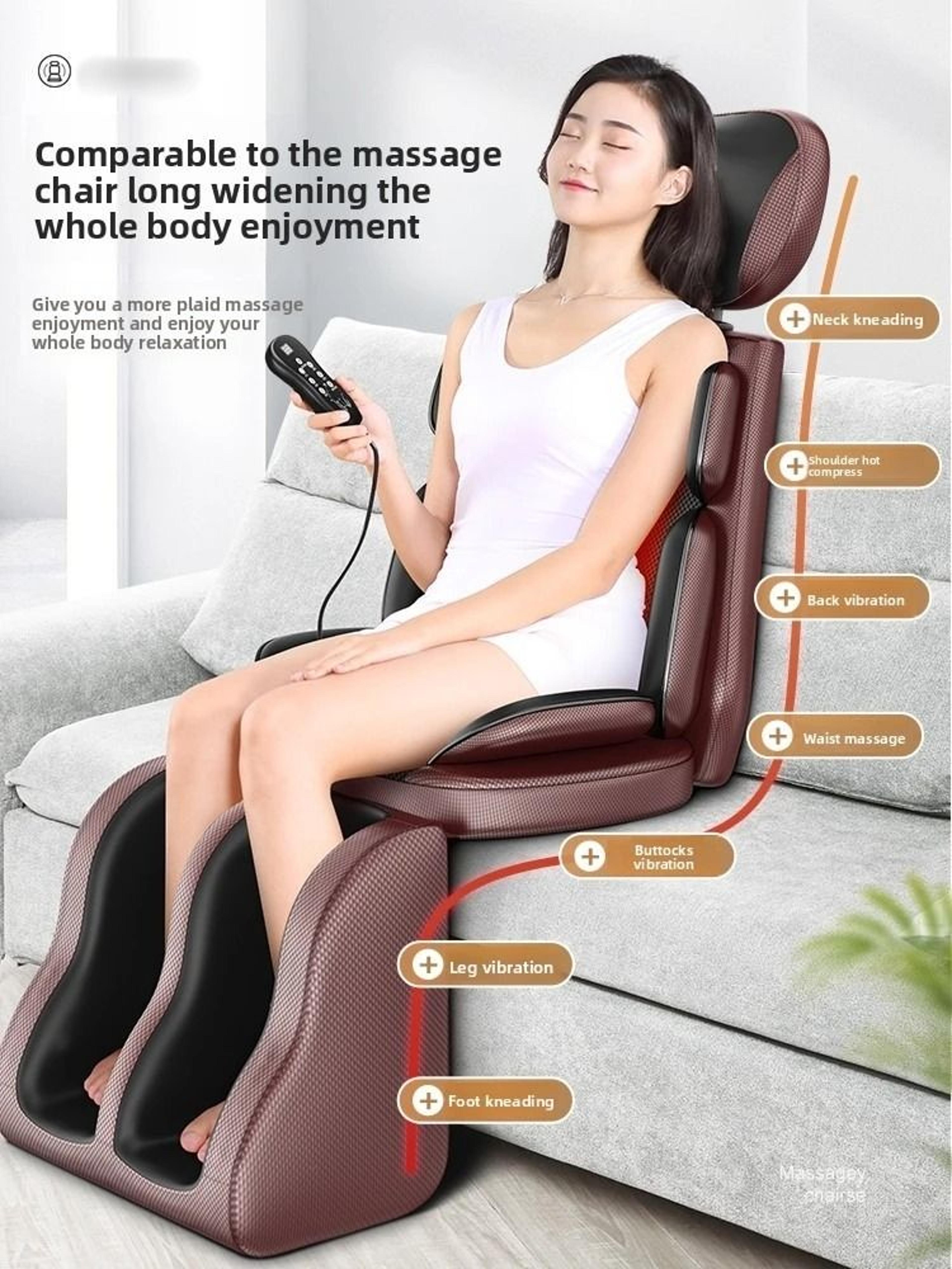 Adjustable FullBody Shiatsu Massage Chair Pad  DeepTissue Kneading  Heat Therapy 3