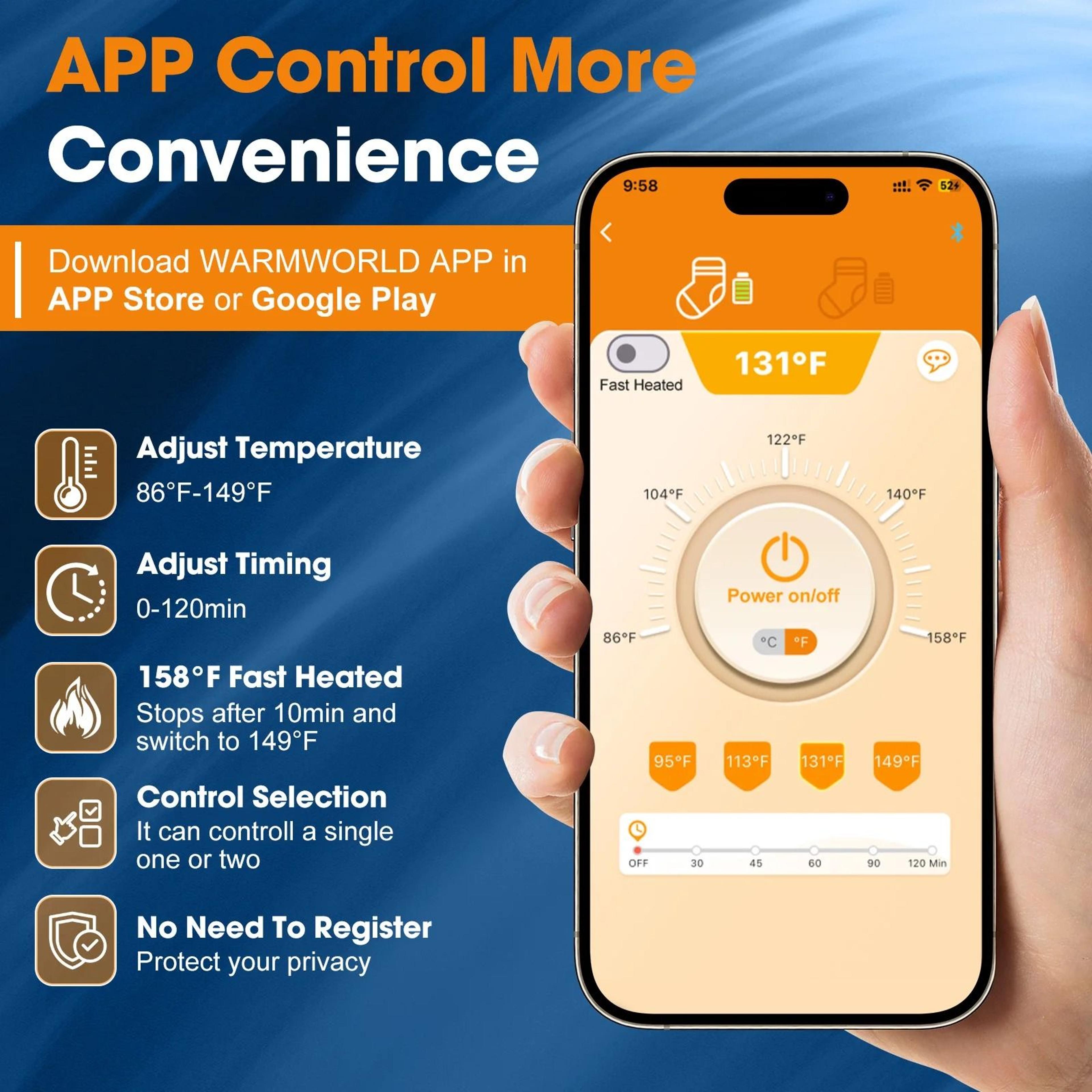 5000mAh Battery APP  Remote Control Heated Socks 2