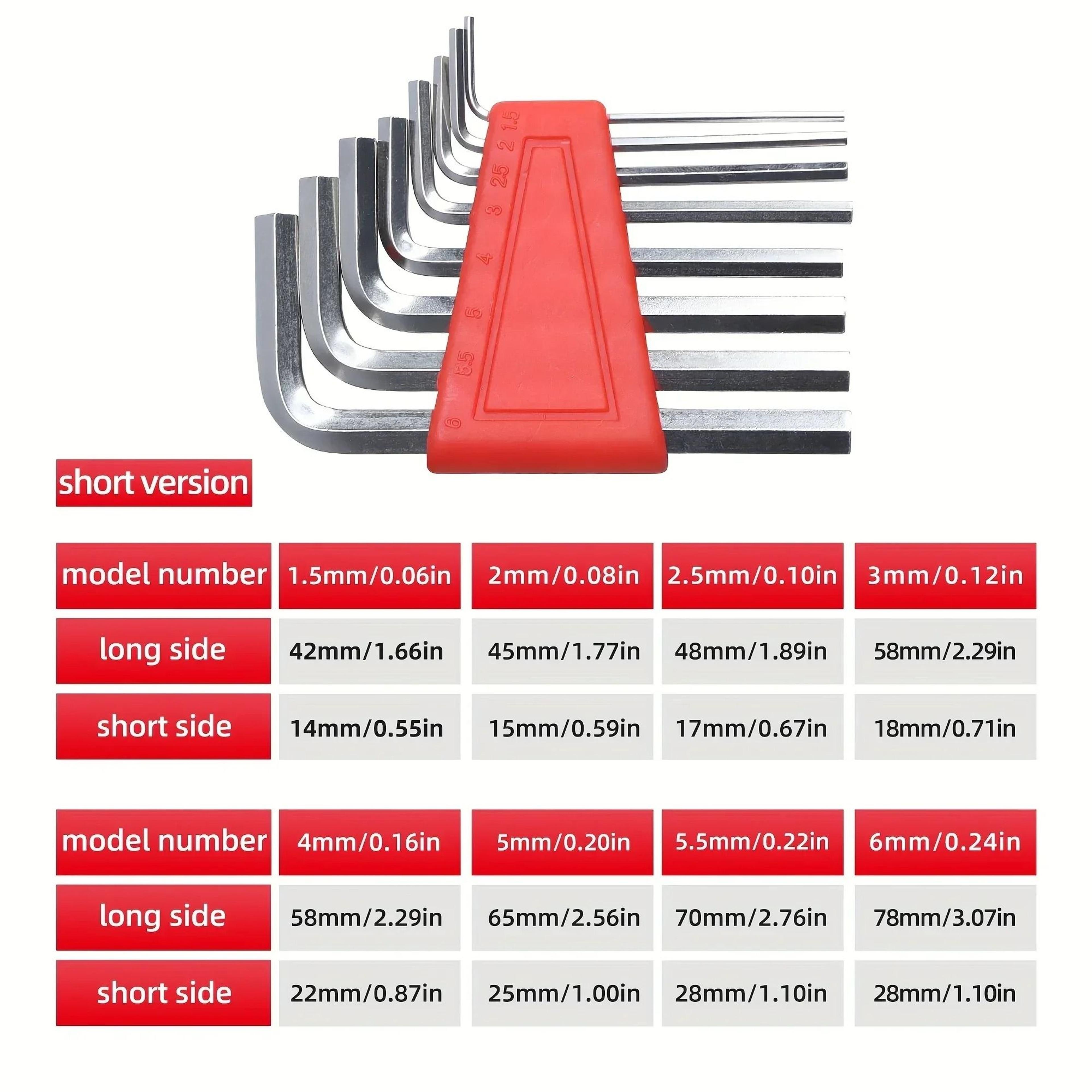 8Pcs Allen Wrench Metric And Inch Short Arm Tool Set 2