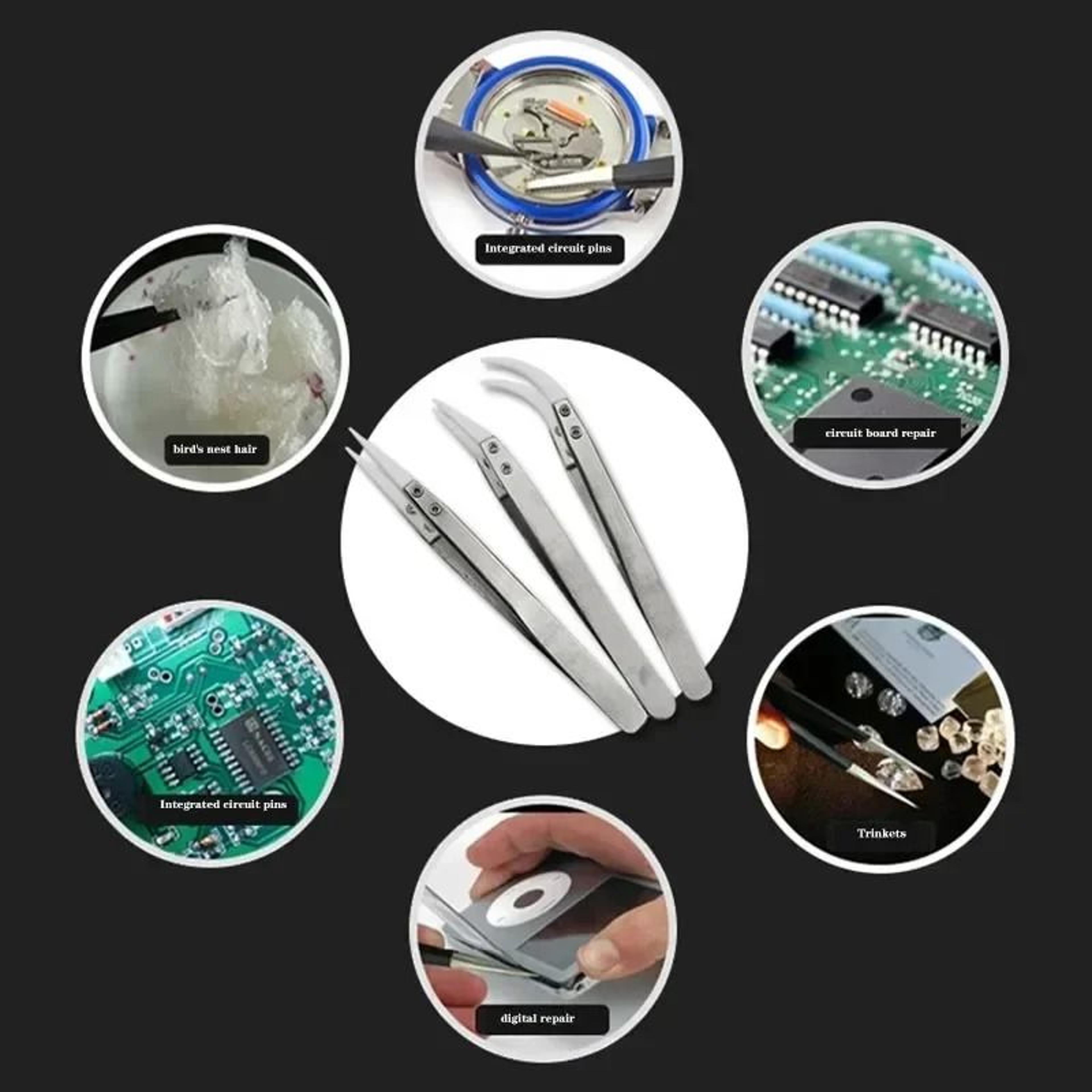 13Pcs Ceramic Tip Labor Saving Electronic Soldering Tweezers Anti Static 1
