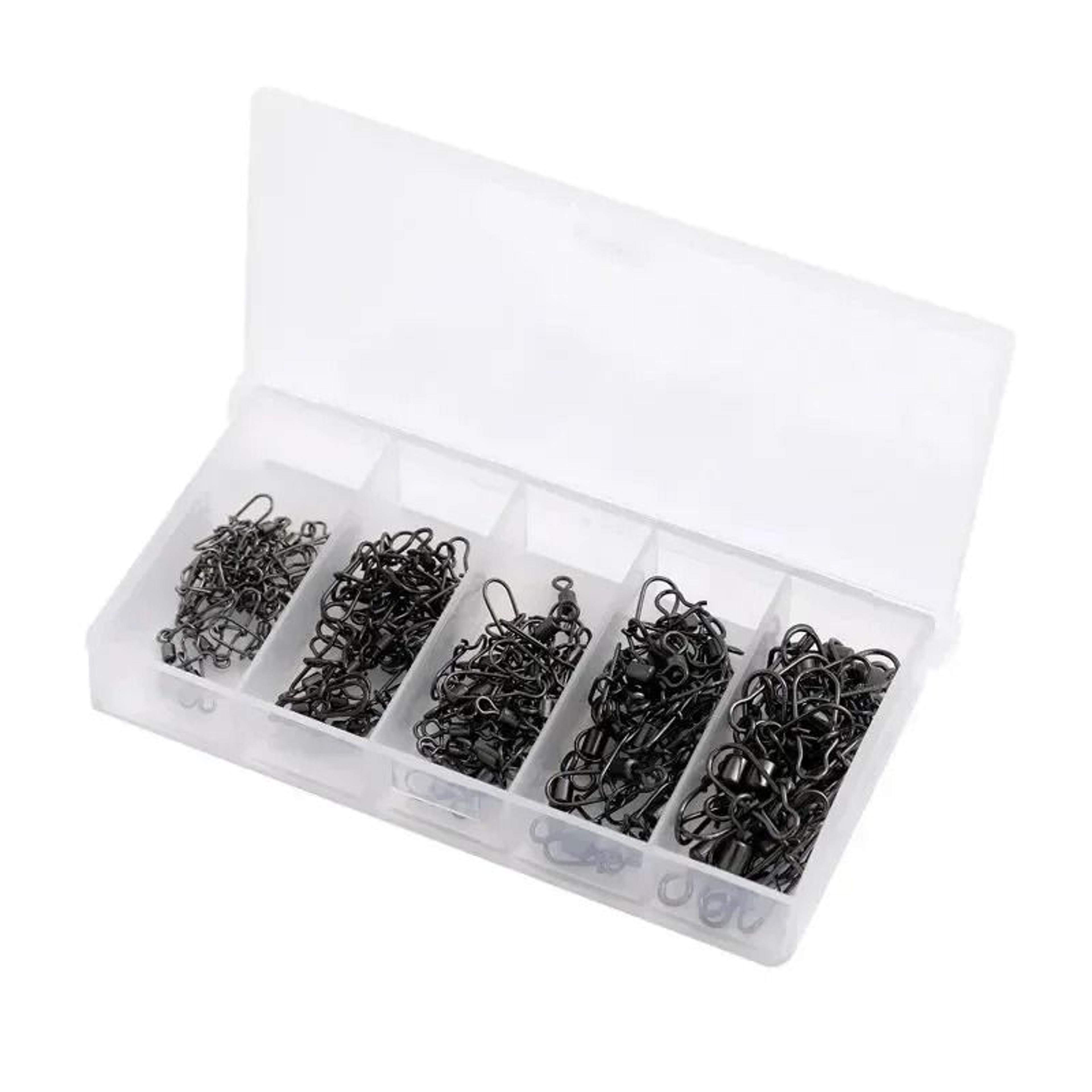 50PcsBox Stainless Steel Fishing Connector Pin Bearing Rolling Swivel With Snap 2
