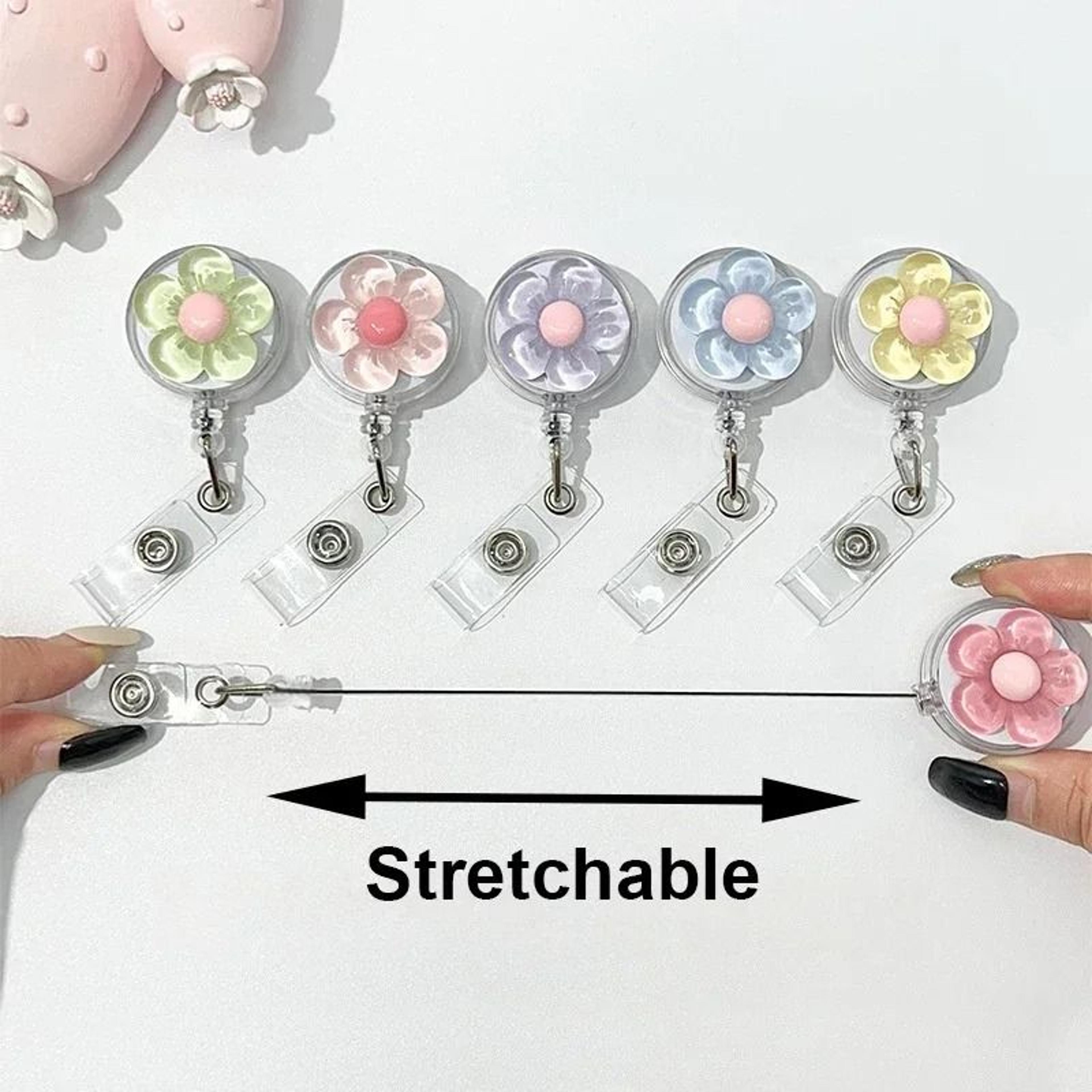 25Pcs Telescopic Flower Back Clip Badge Reel  Automatic Rebound Name Tag Holder 4