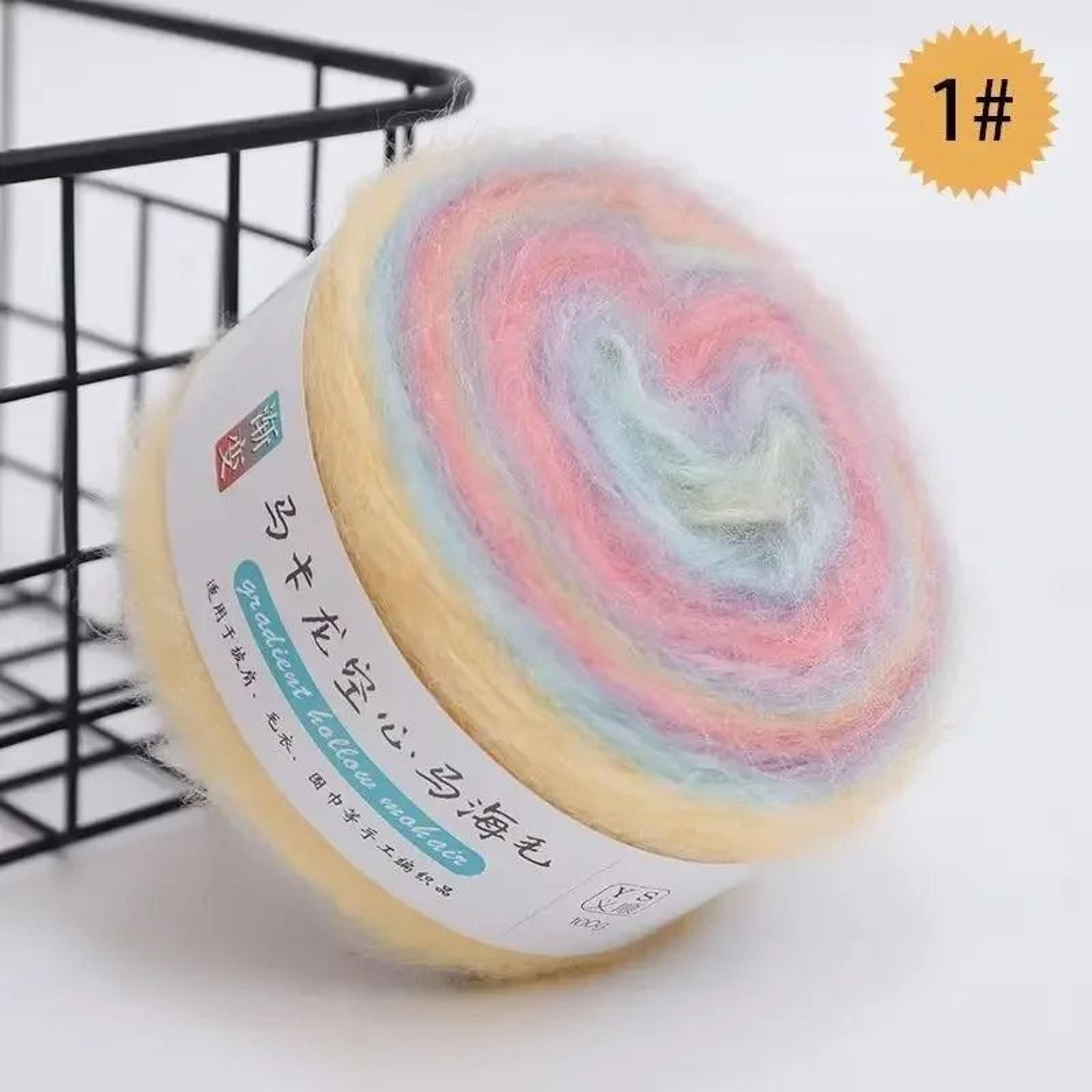 Gradient Colorful Mohair Rainbow Yarn 50g 200m HandWoven Soft Knitting Thread 8