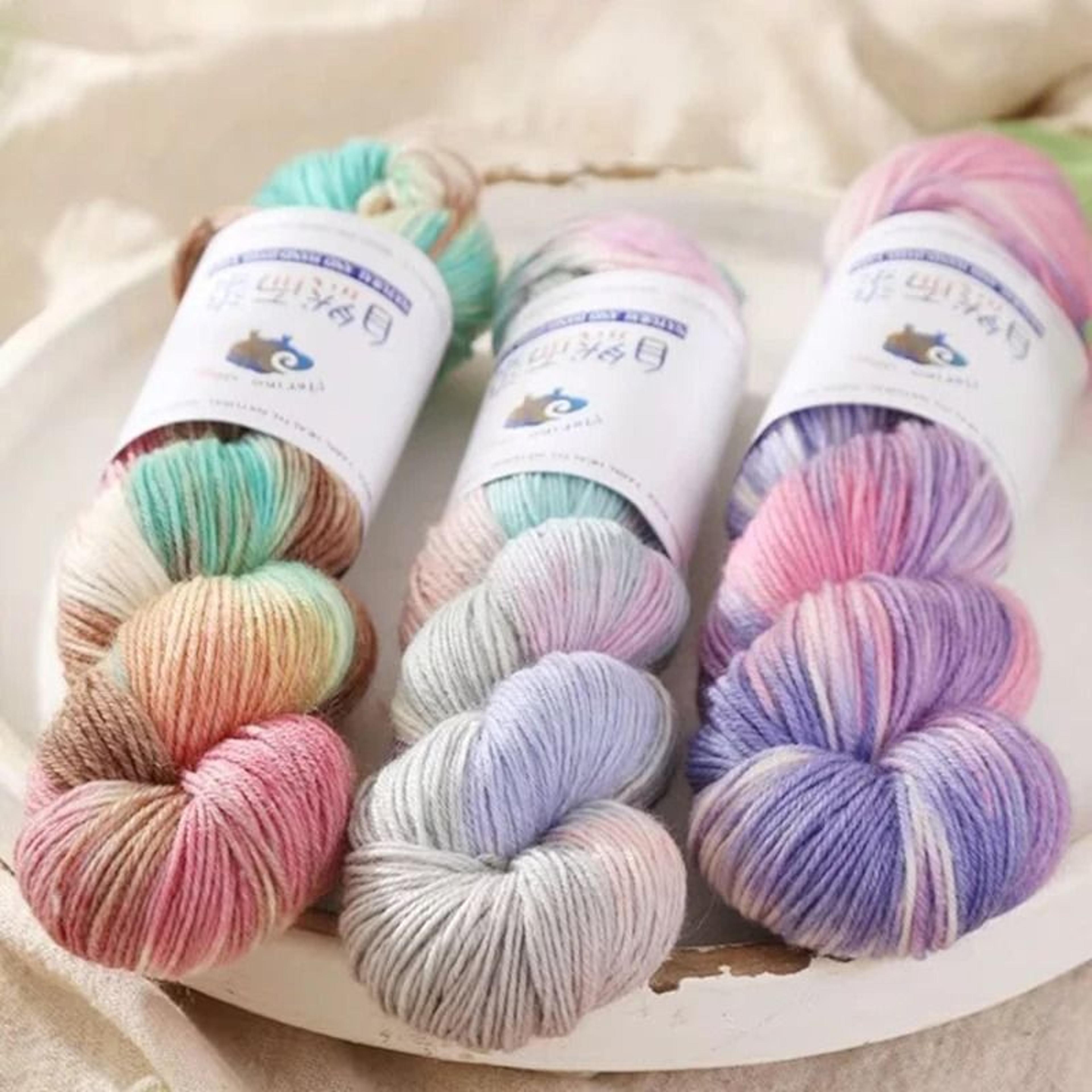 100g 270m Rainbow Merino Wool Yarn Handmade Dyed Soft Crochet Thread For Sweaters And Scarves 2