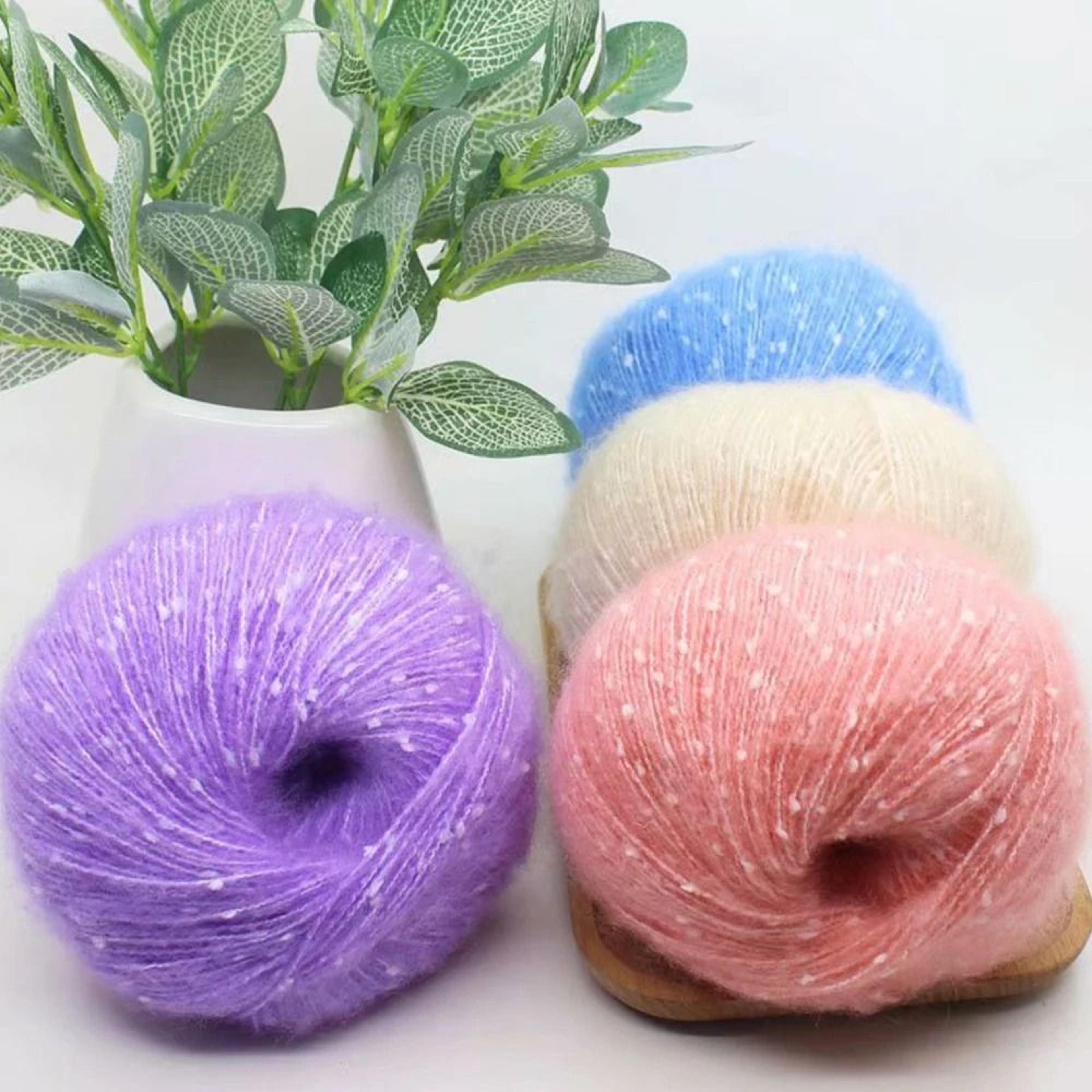 Snow Point Mohair Cashmere Sequin Yarn 50g Soft Wool Thread For Crochet And Knitting 3