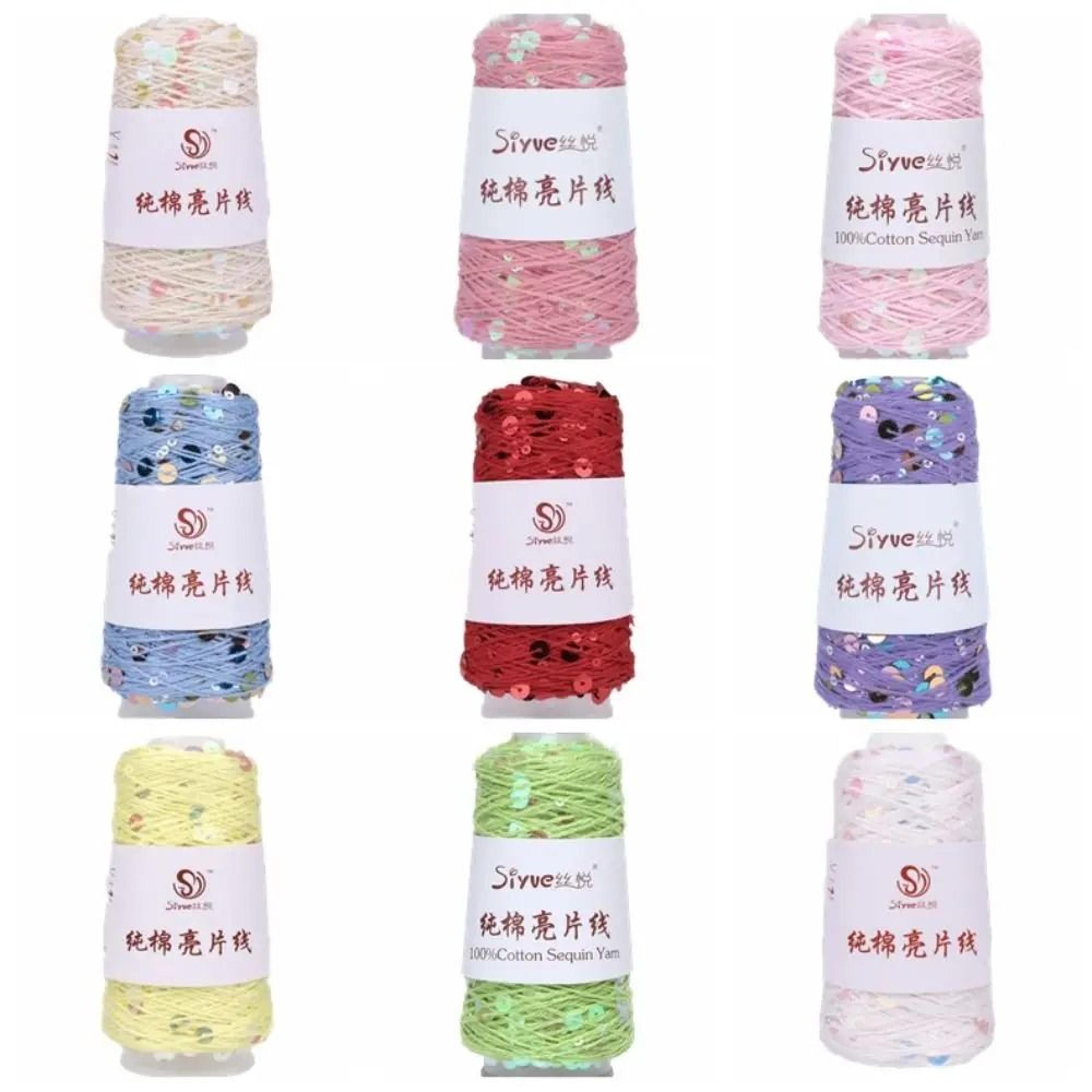 Pure Cotton Beaded Sequin Yarn Spool Decorative Hand Knitting Thread For DIY Accessories 3