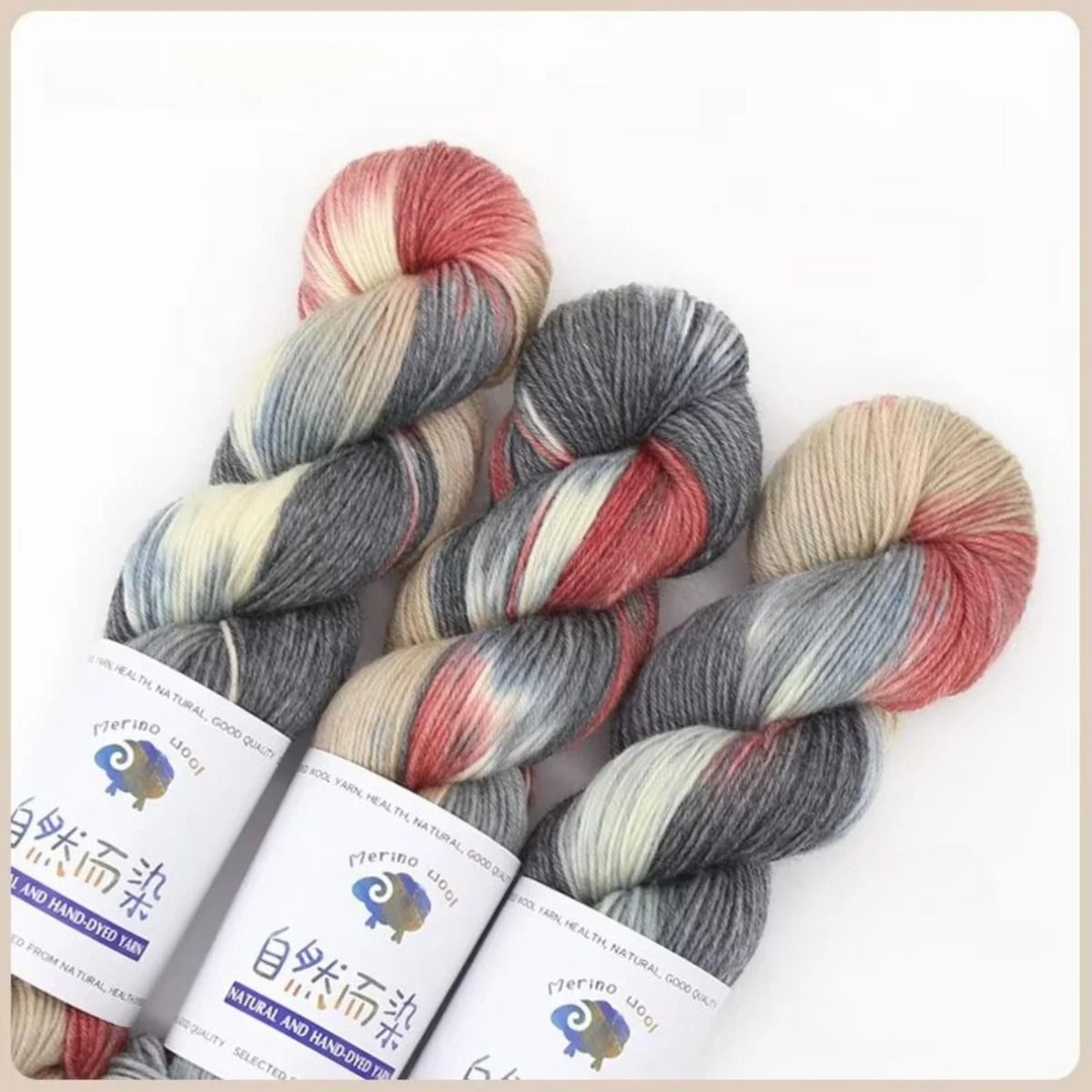 3Pcs Set Merino Wool Yarn Soft Rainbow HandDyed Thread For DIY Knitting Sweaters Scarves And Hats 15