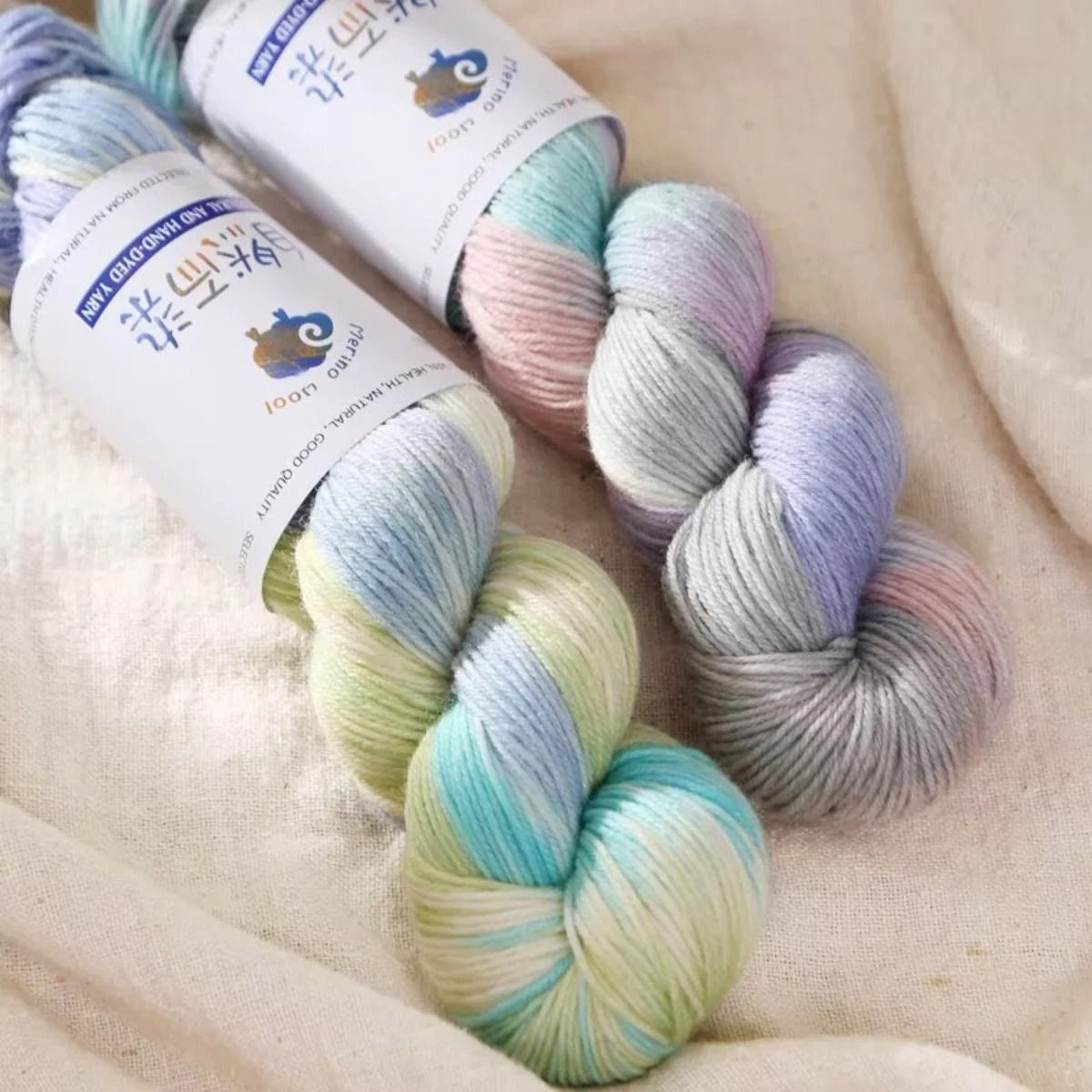3Pcs Set Merino Wool Yarn Soft Rainbow HandDyed Thread For DIY Knitting Sweaters Scarves And Hats 1