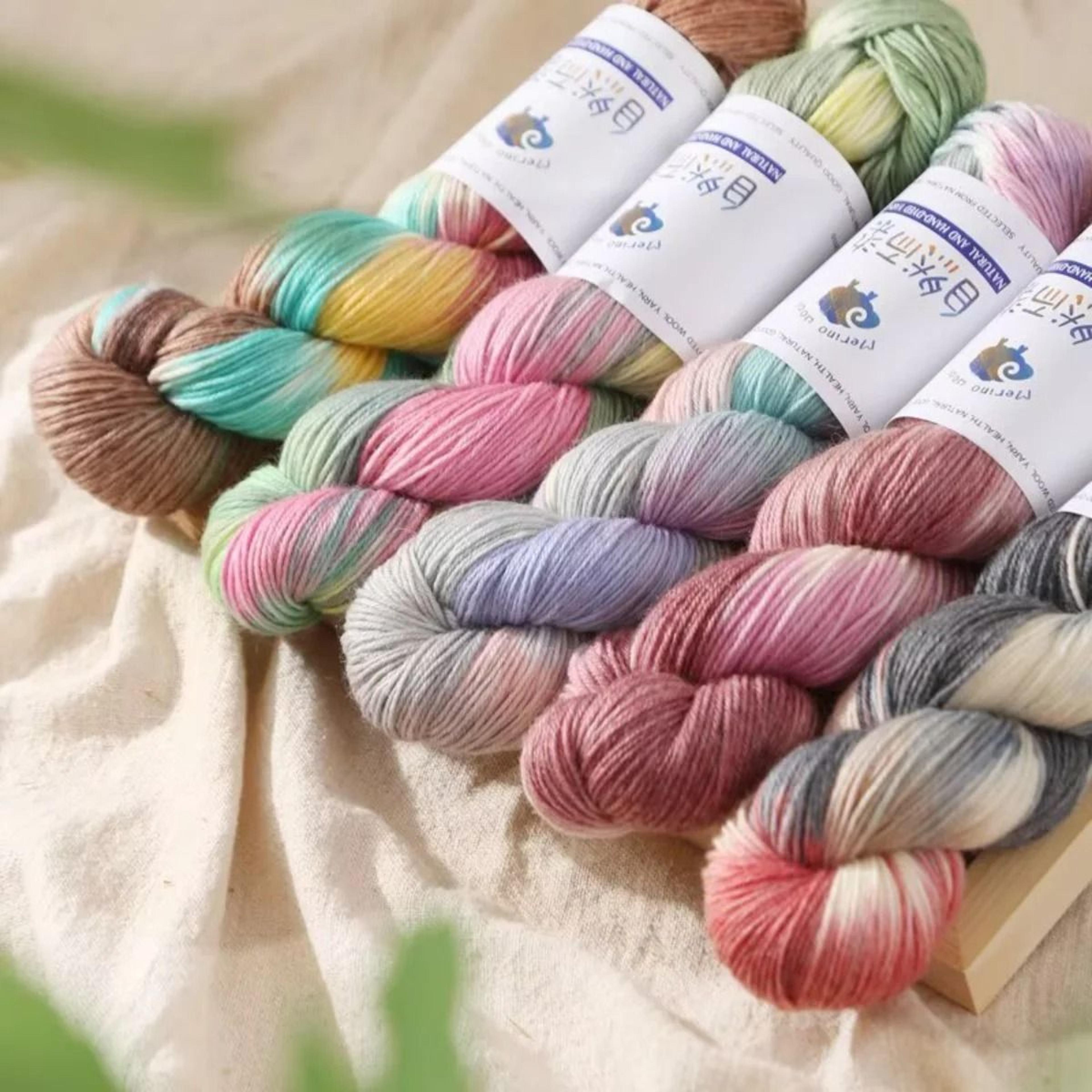 3Pcs Set Merino Wool Yarn Soft Rainbow HandDyed Thread For DIY Knitting Sweaters Scarves And Hats 4