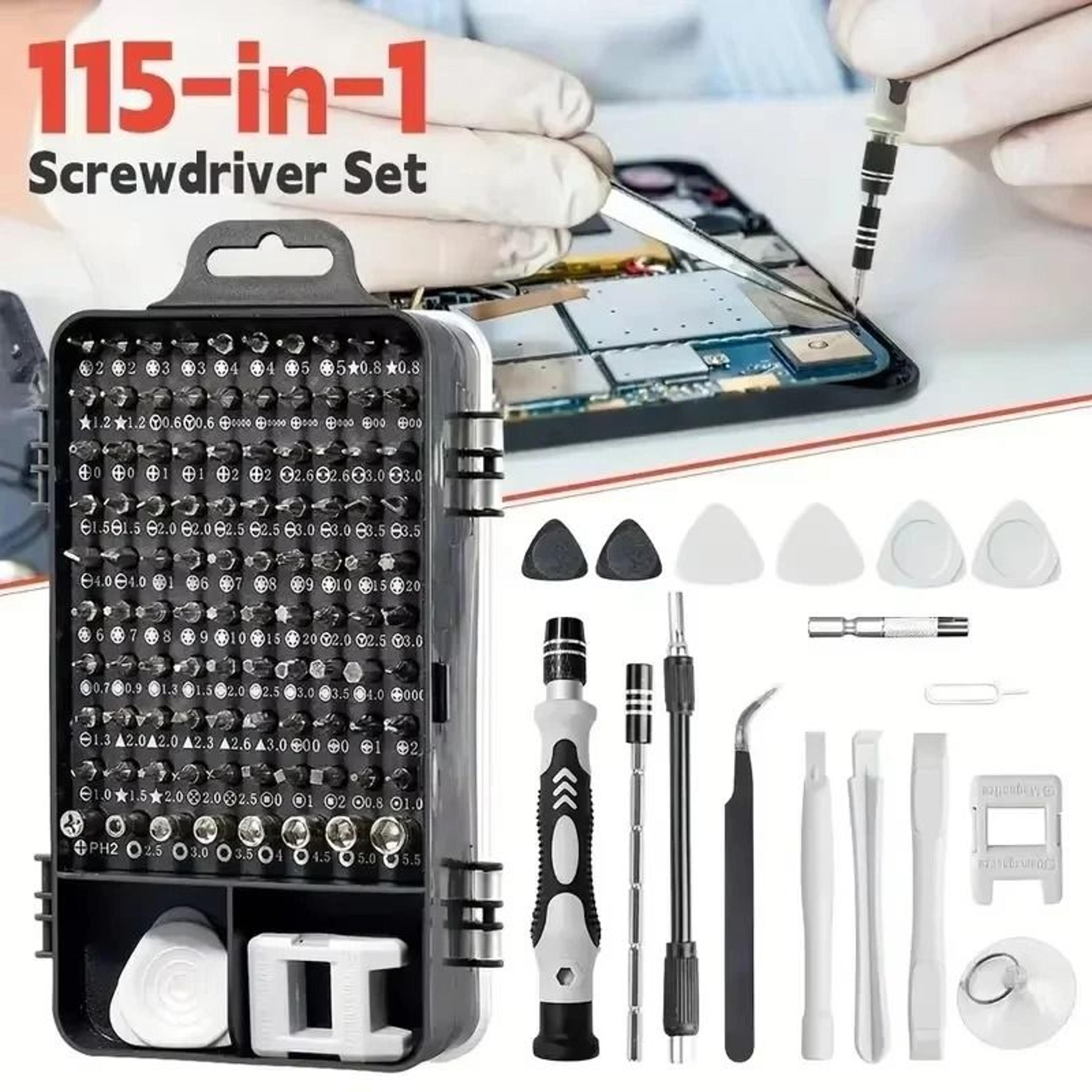 115-in-1 precision screwdriver set magnetic bits electronics repair toolkit