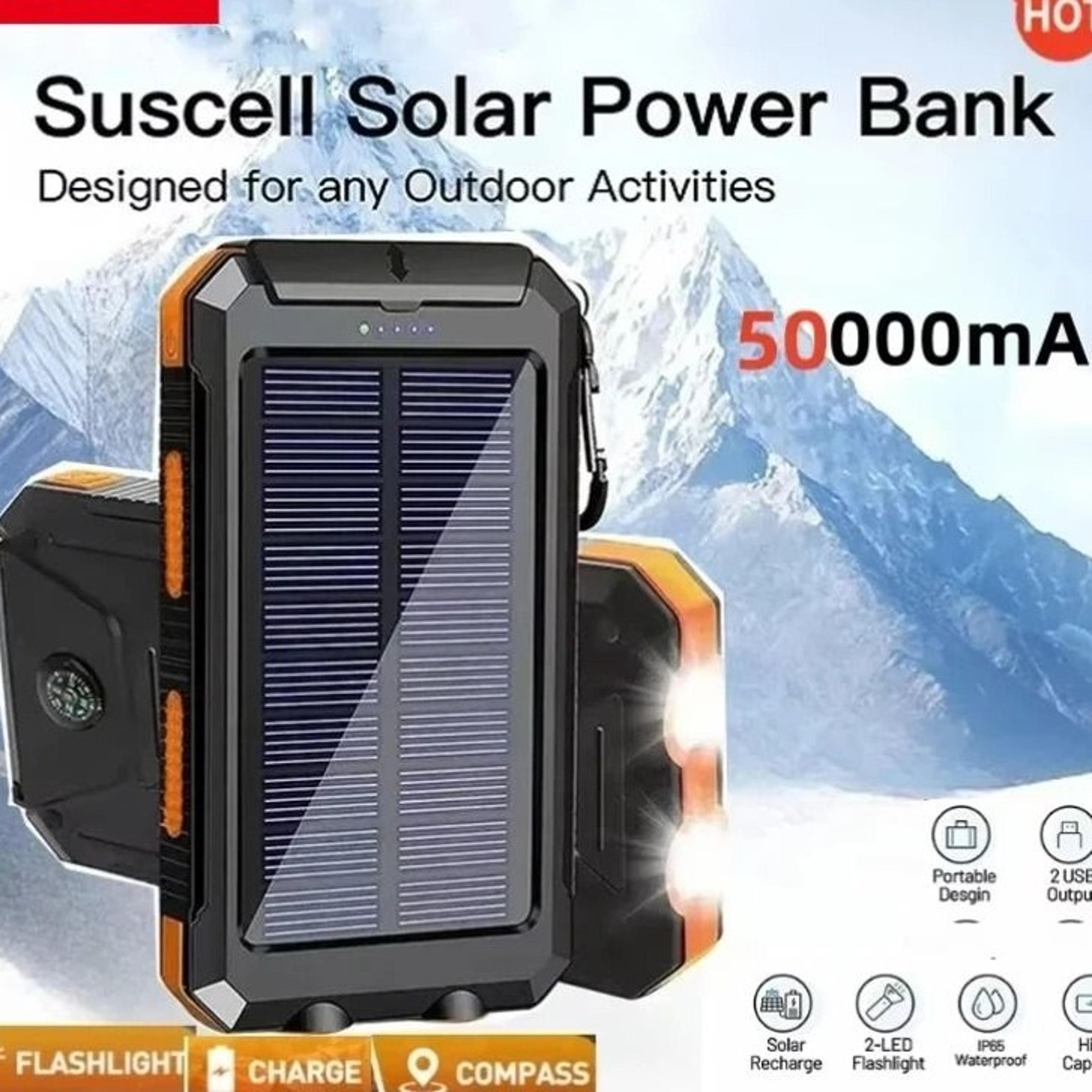 lenovo 50000mah solar power bank – portable external battery with high-power led for iphone & samsung