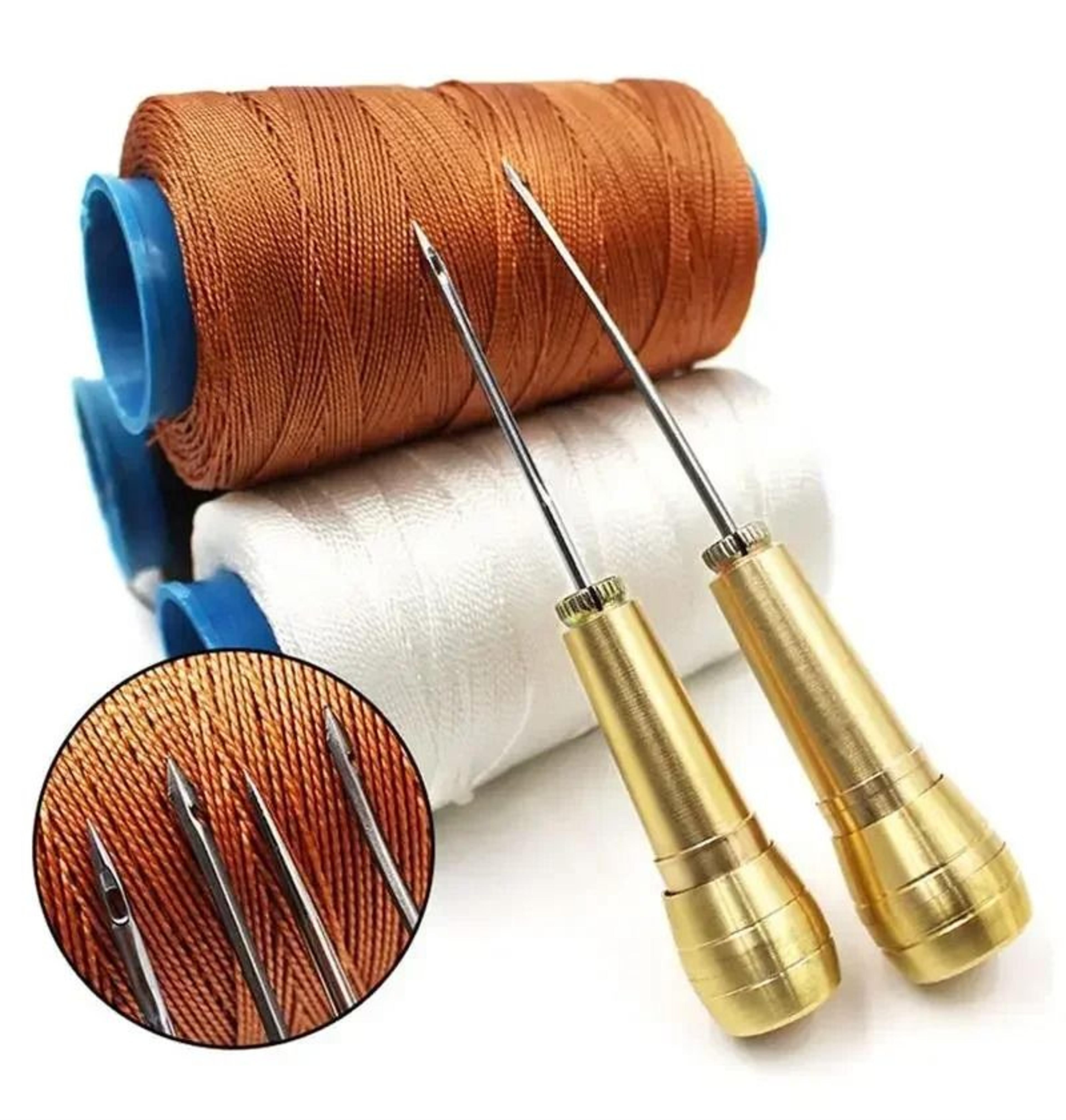 leather sewing awl kit with copper handle & nylon thread for canvas & shoe repair